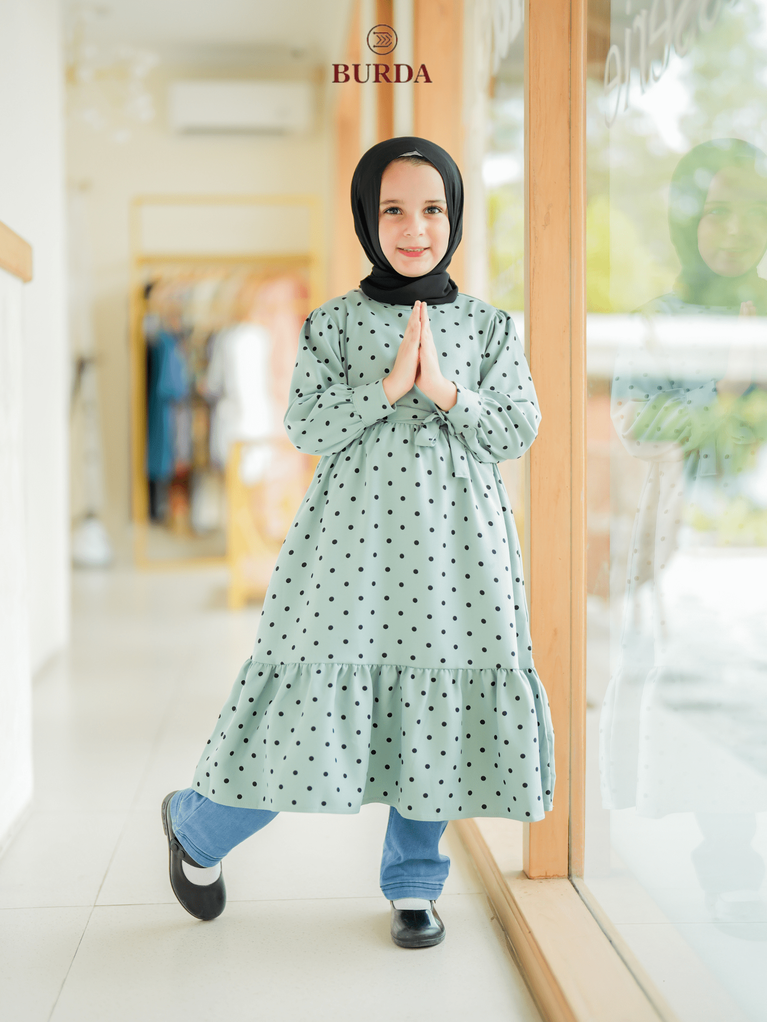 Burdaclothing Kid's Turquoise Polka Dot Dress (Copy)
