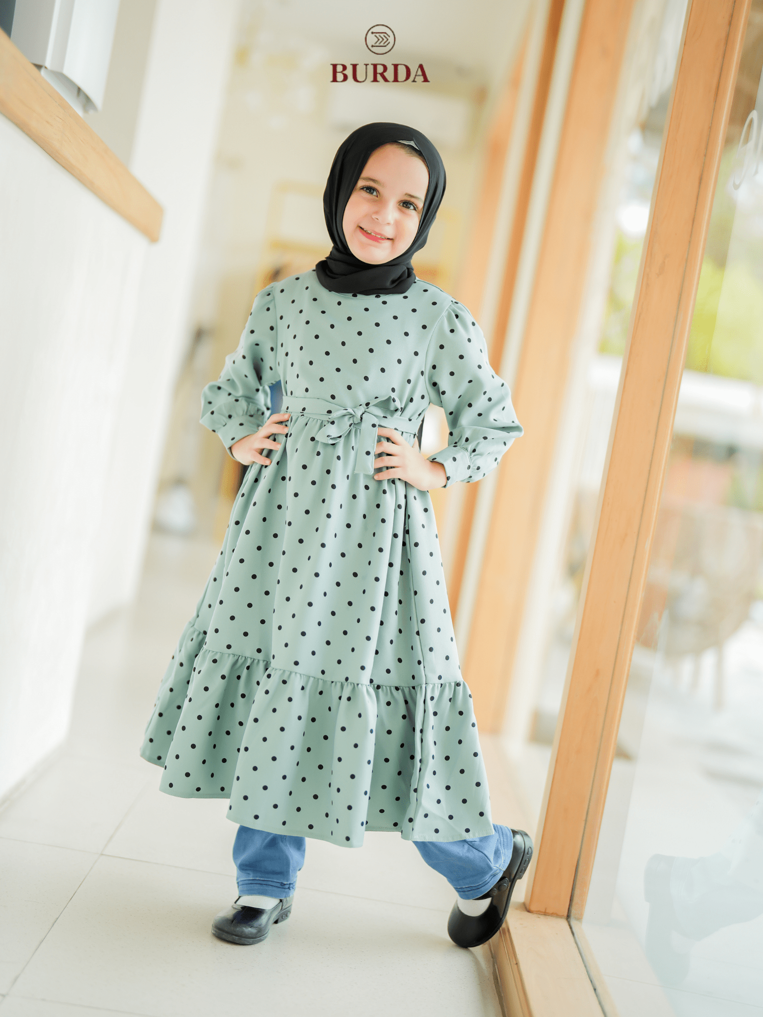 Burdaclothing Kid's Turquoise Polka Dot Dress (Copy)