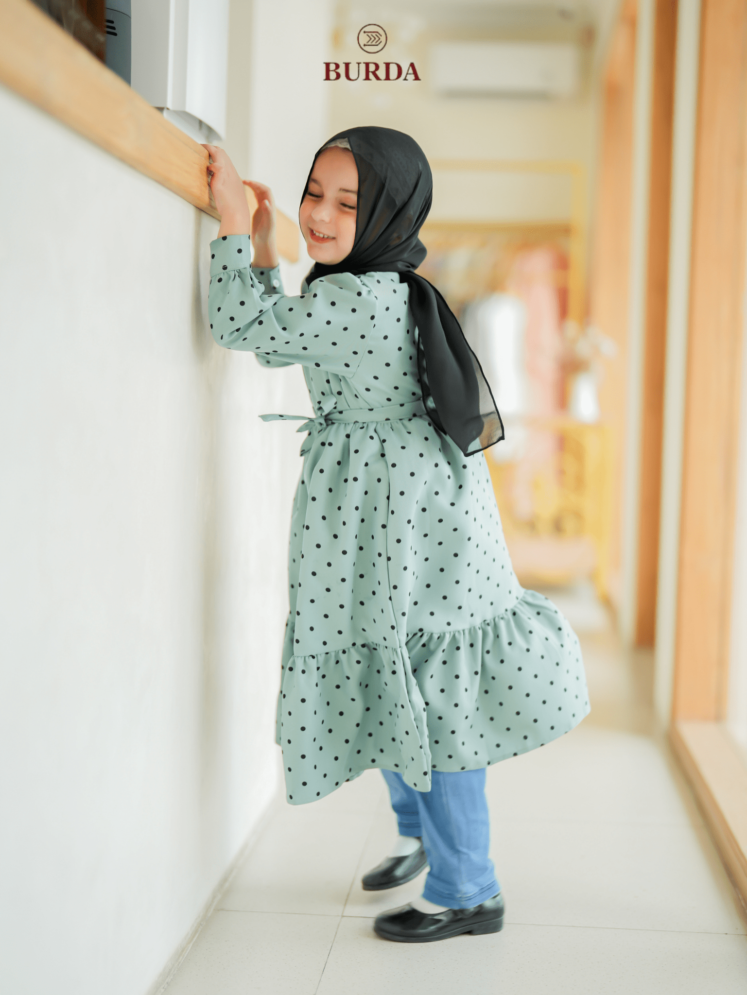 Burdaclothing Kid's Turquoise Polka Dot Dress (Copy)