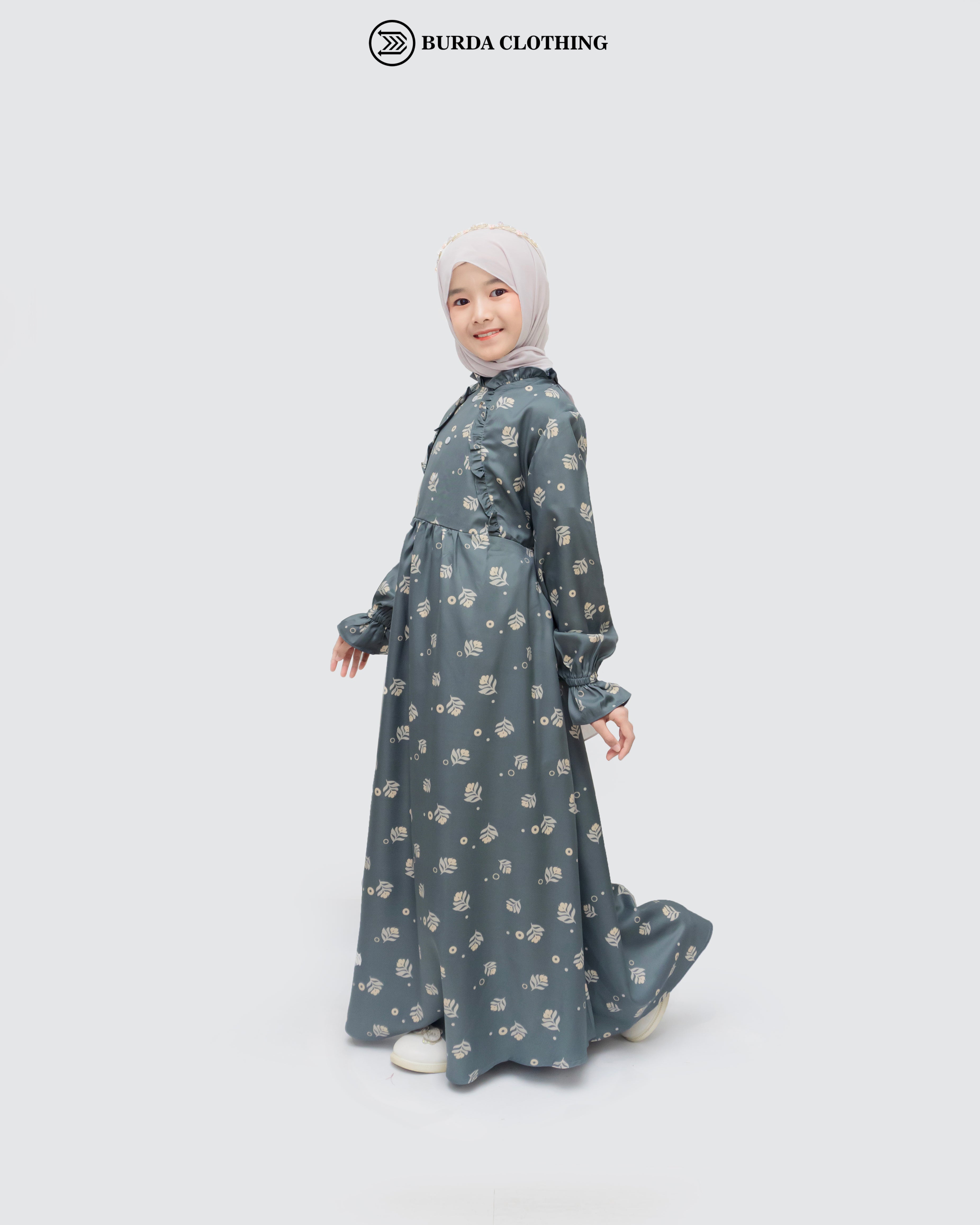 Kids Floral Dark Grey Dress by Burdaclothing