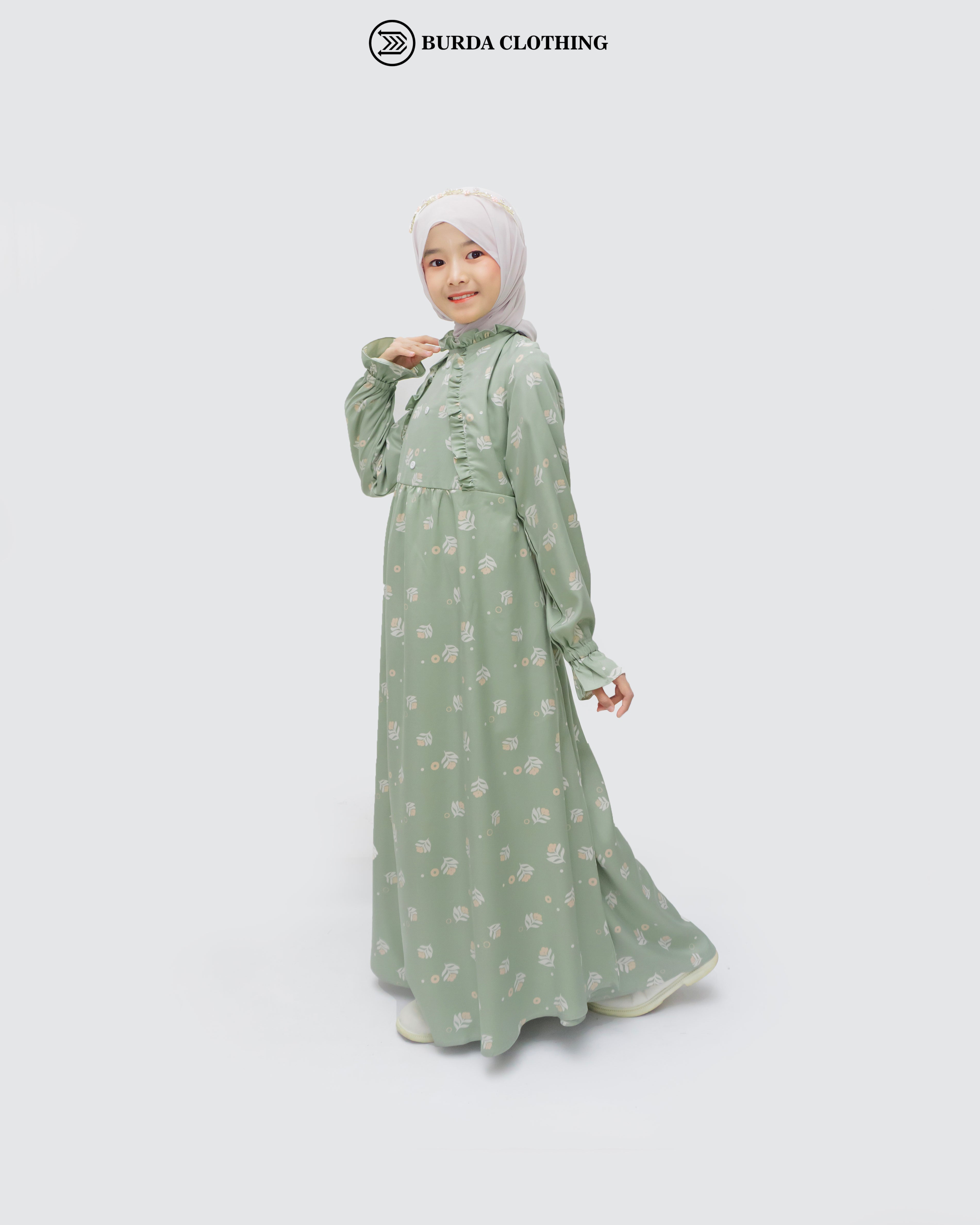Kids Floral Green Dress by Burdaclothing