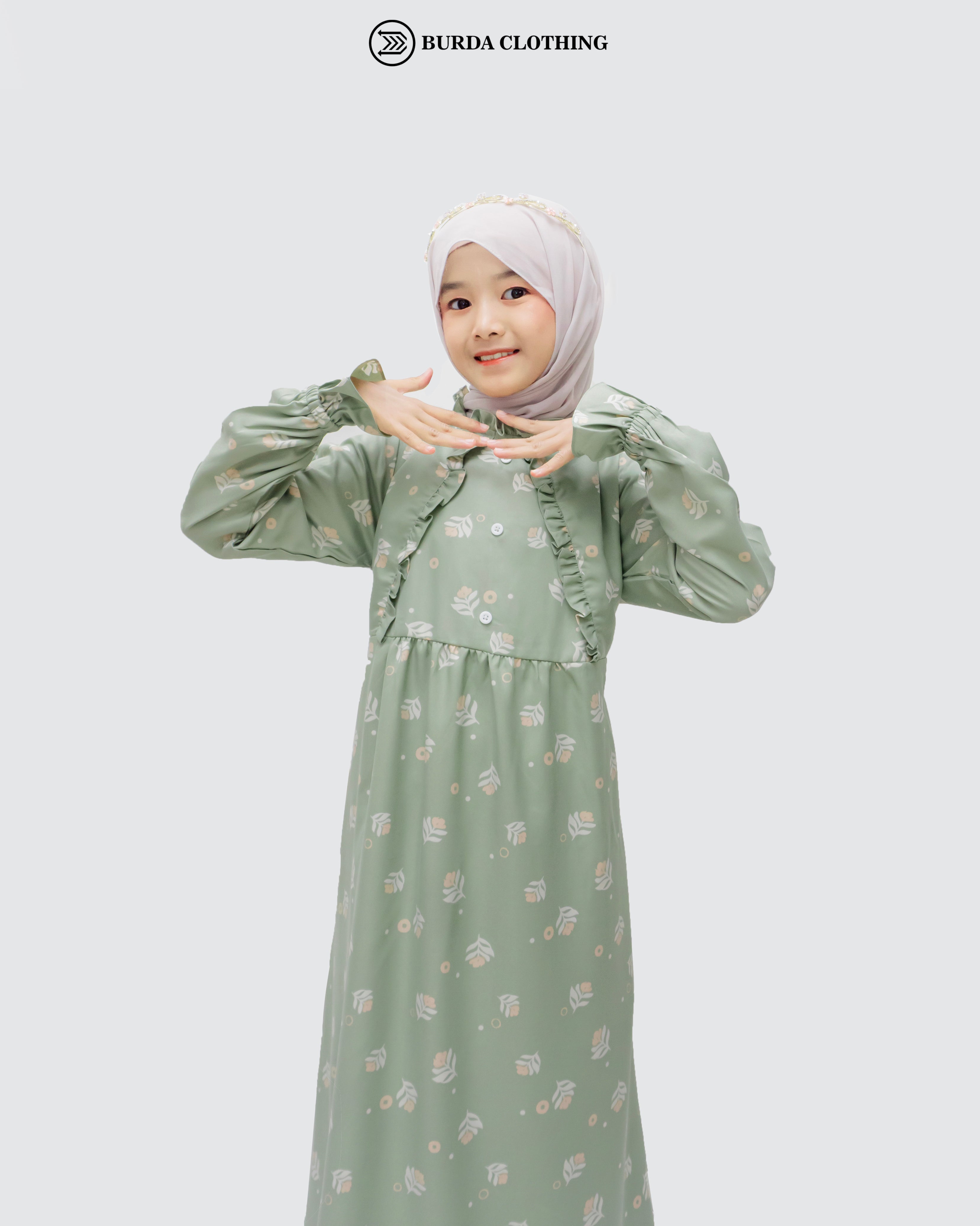 Kids Floral Green Dress by Burdaclothing