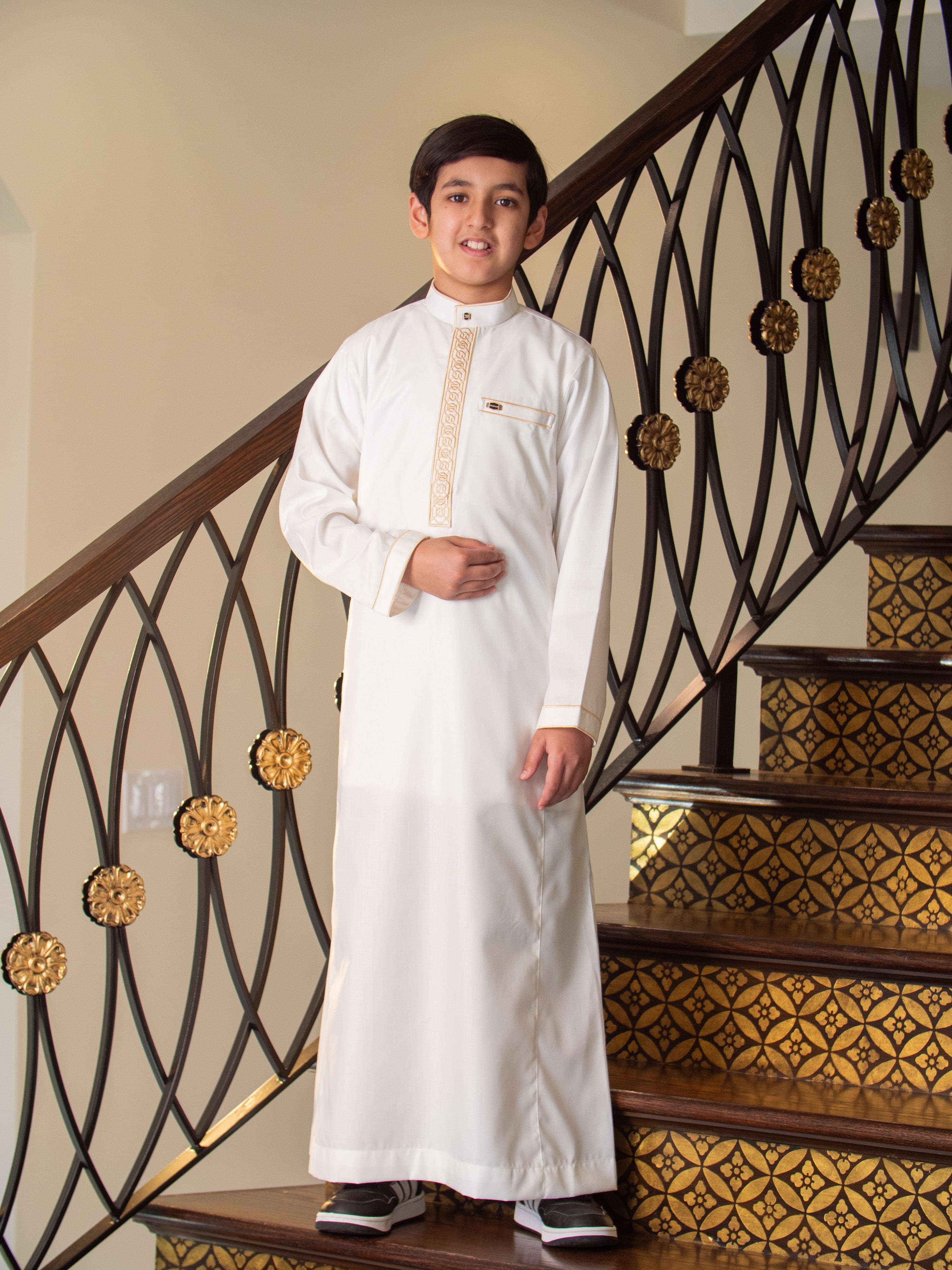 burdaclothing Kids Premium Thobe 111B Off White (Father & Son)