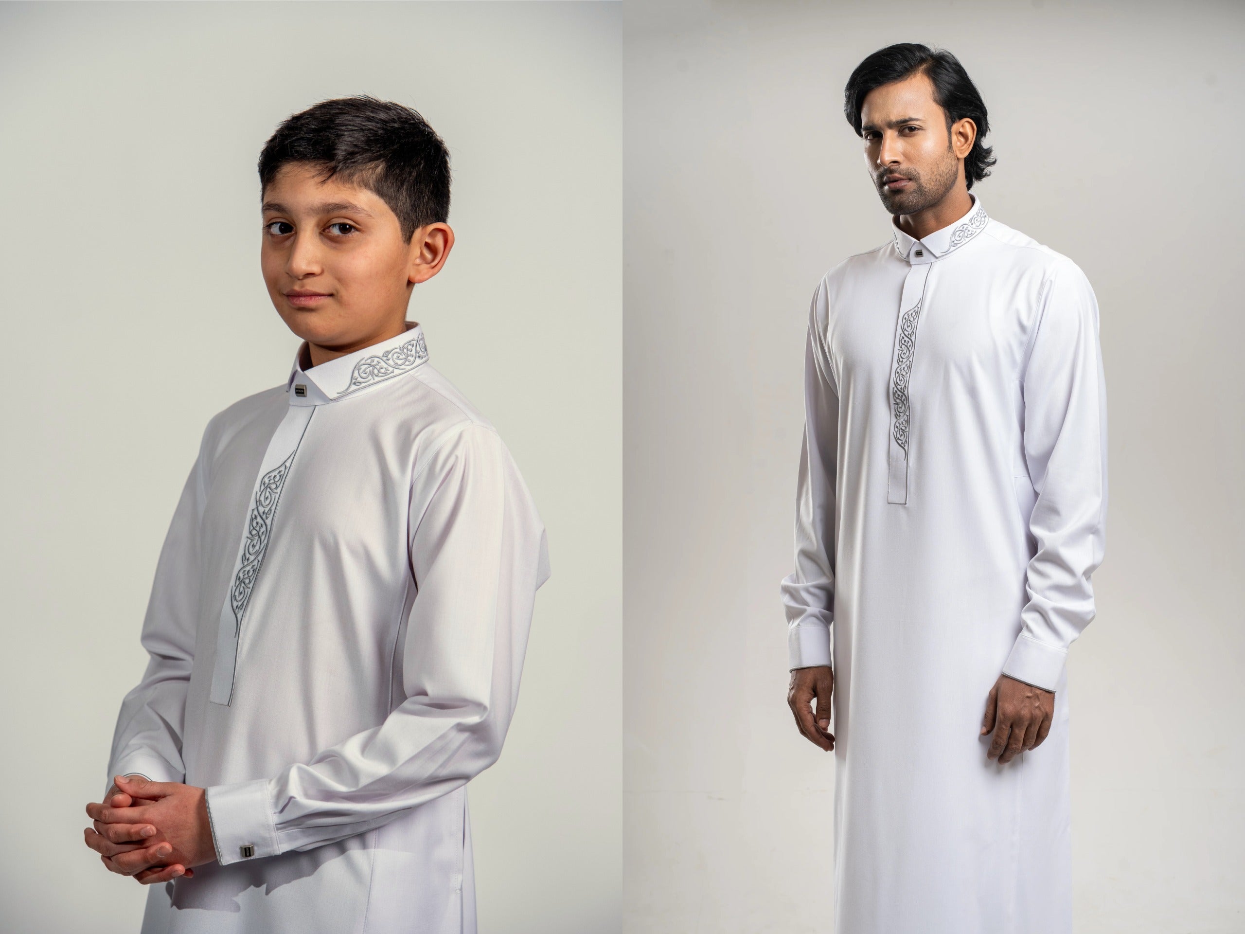 Kids Premium Thobe 214 White (Father & Son) by Burdaclothing
