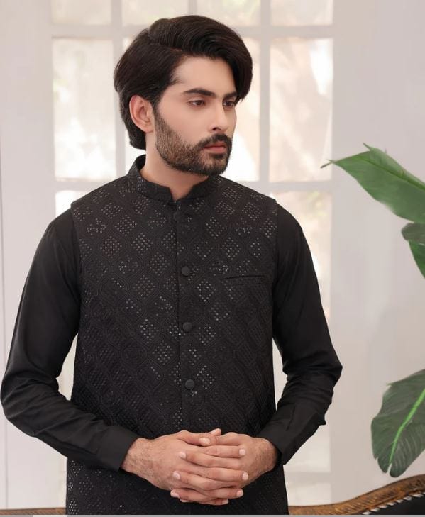 Burdaclothing Mens Waistcoat - Dazzling Black