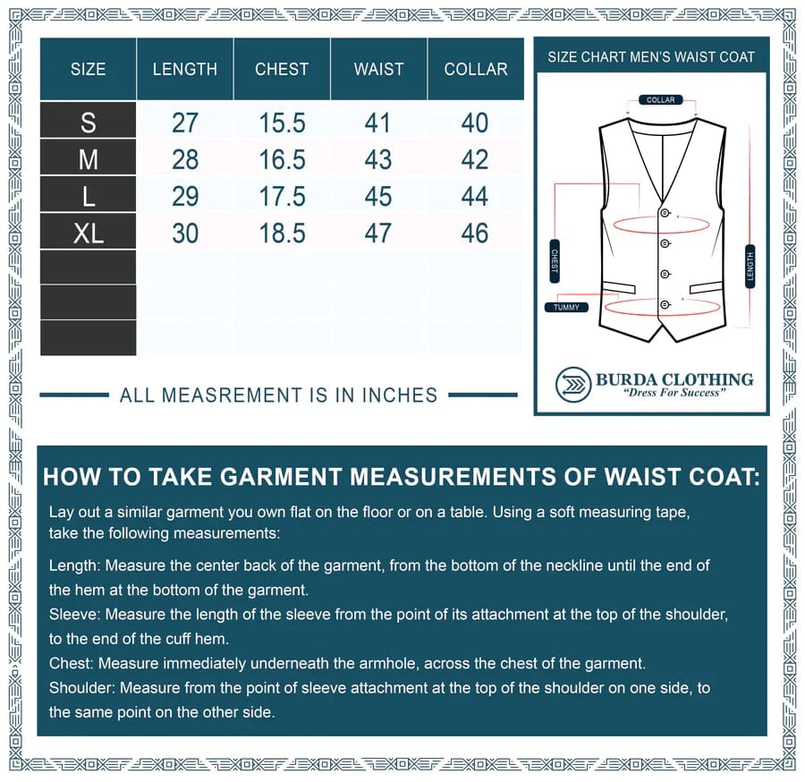 Burdaclothing Mens Waistcoat- Frosty Blue
