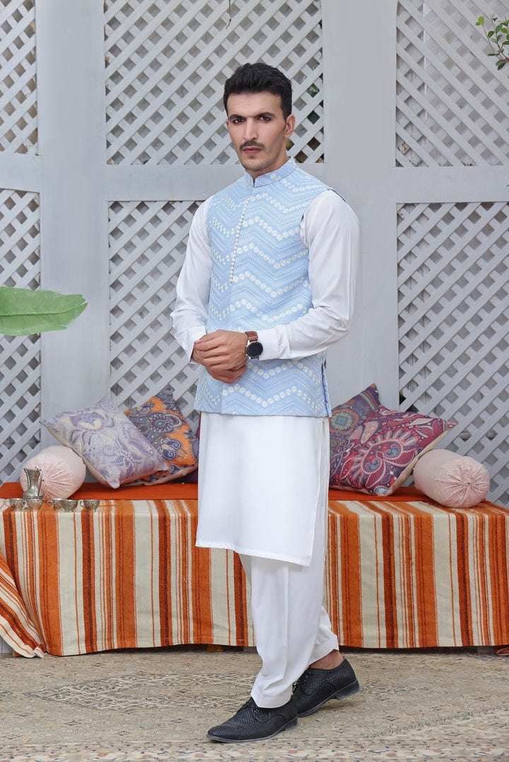 Burdaclothing Mens Waistcoat- Frosty Blue