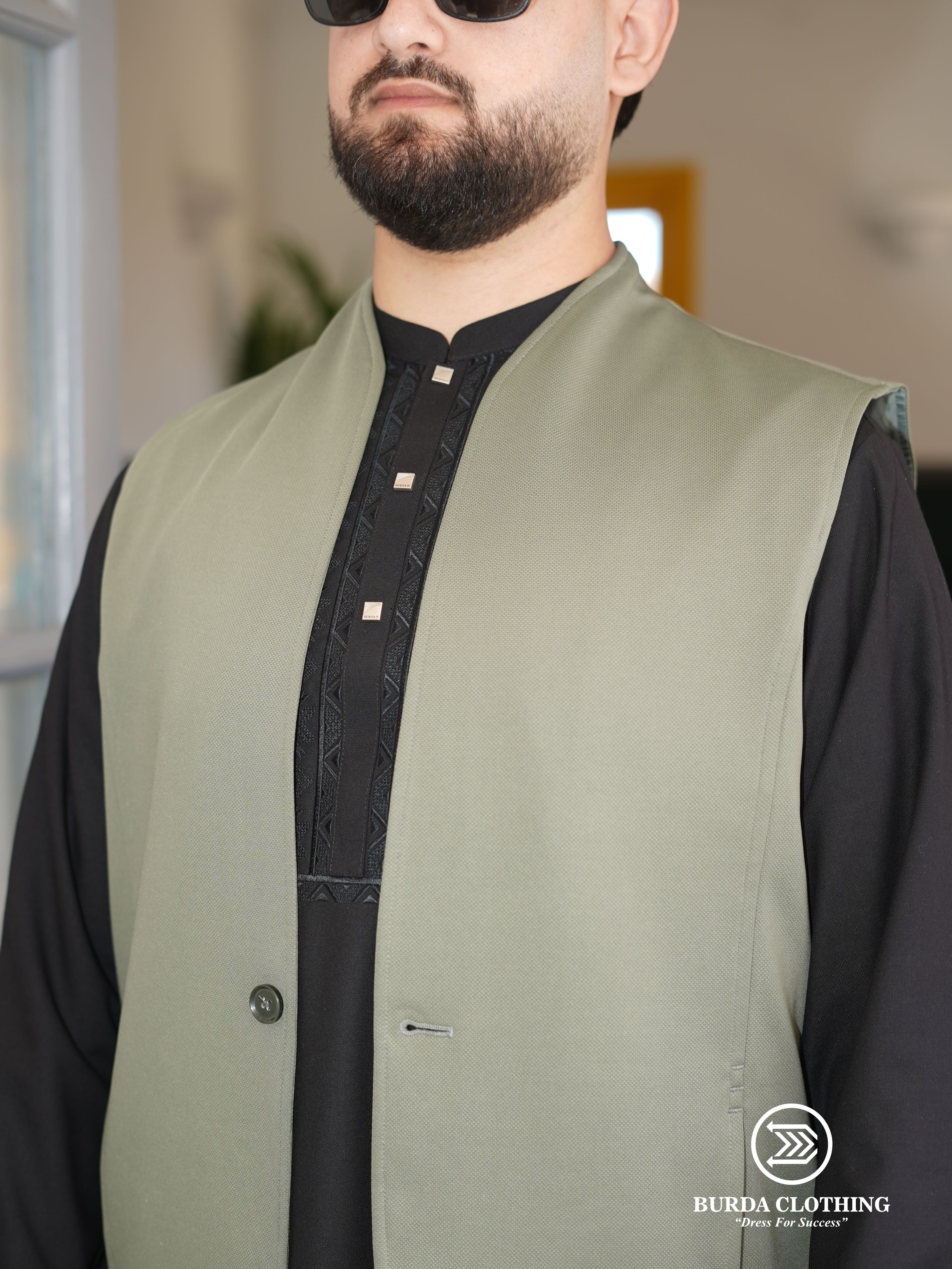 Mens Waistcoat- Lime Green by Burdaclothing