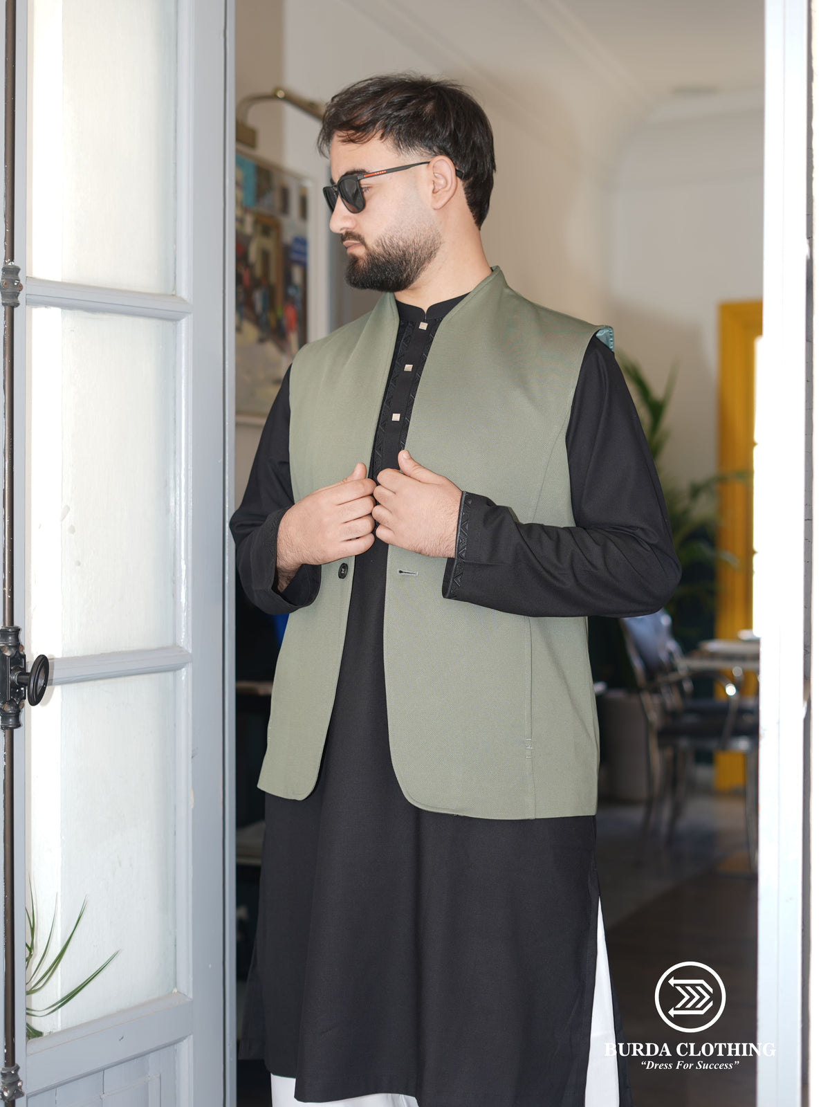 Mens Waistcoat- Lime Green by Burdaclothing