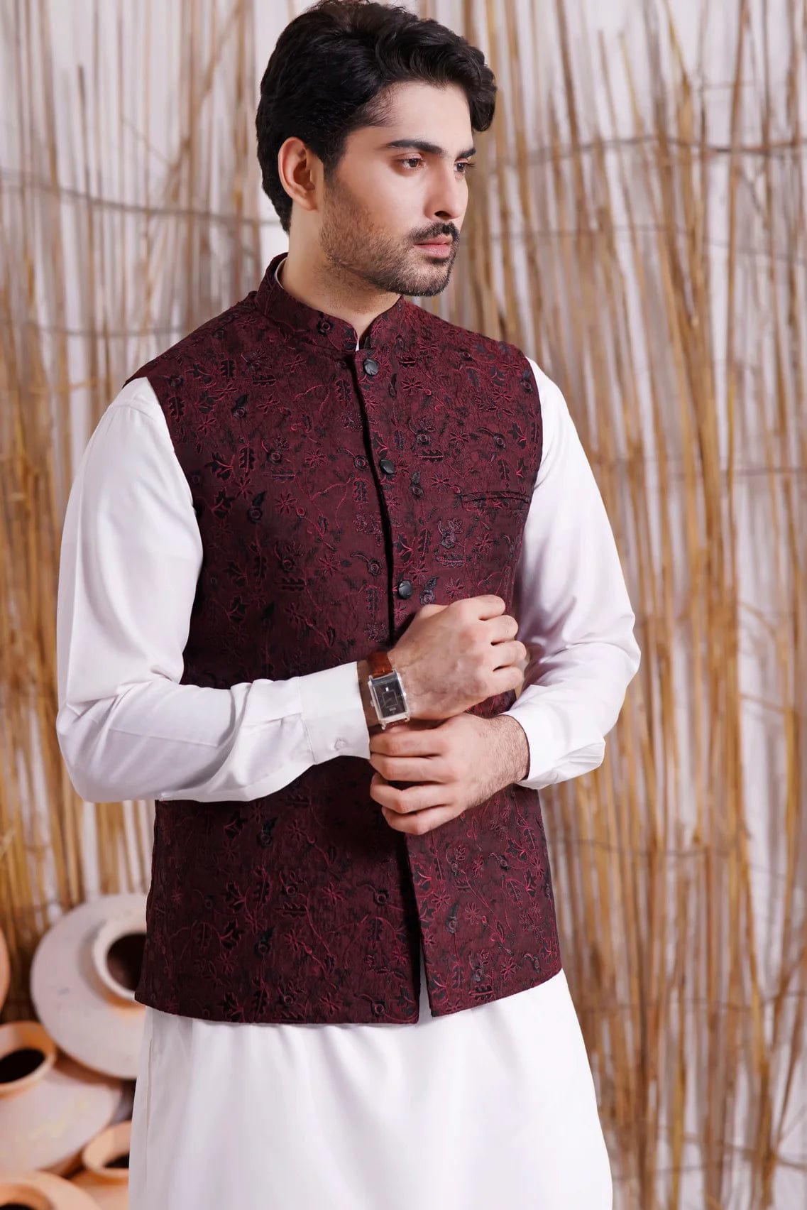 Burdaclothing Mens Waistcoat- Red Crimson