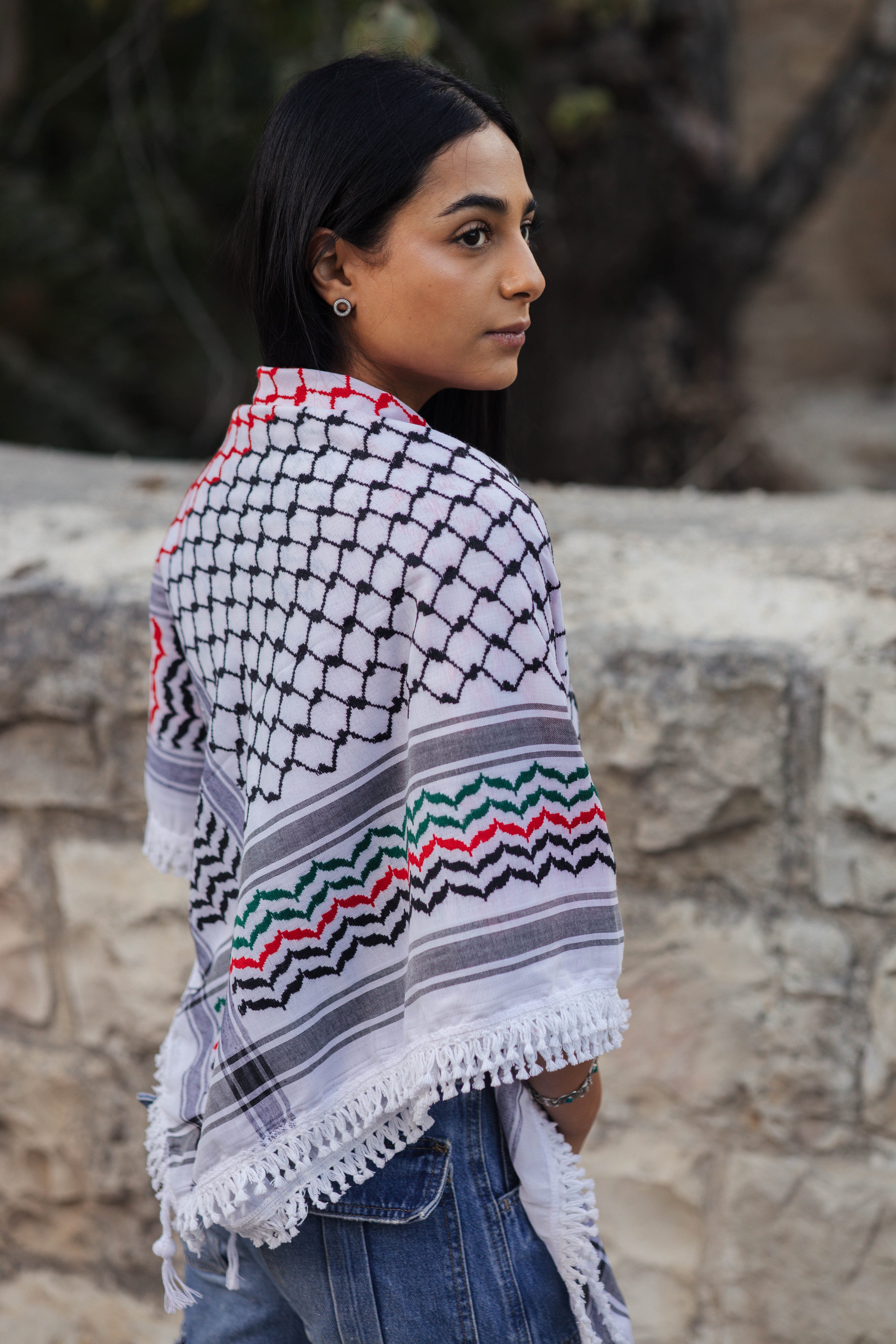 Multicolor Nablus Kufiya by Burdaclothing