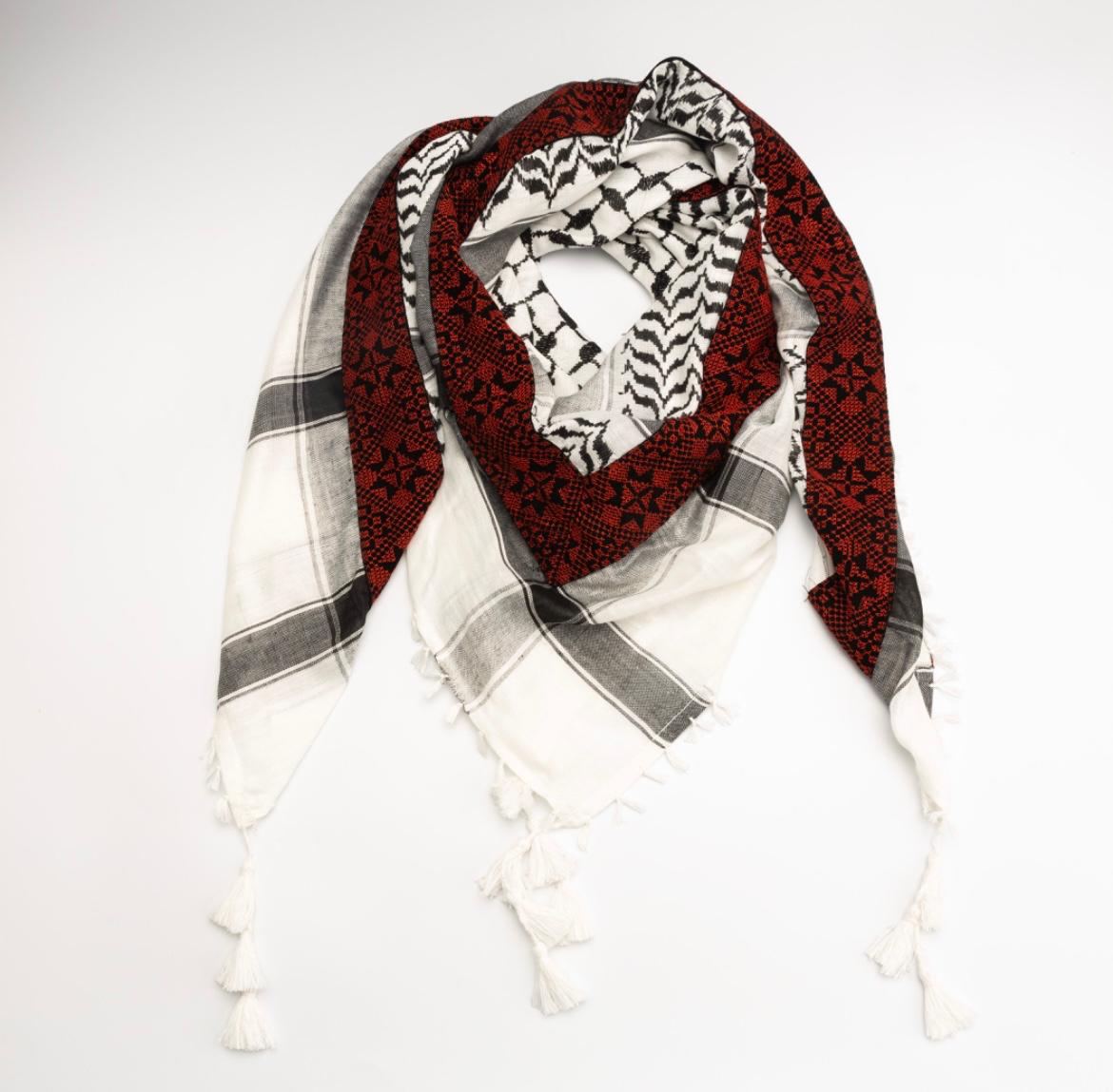 Nablus Kufiya Red Embroidery by Burdaclothing