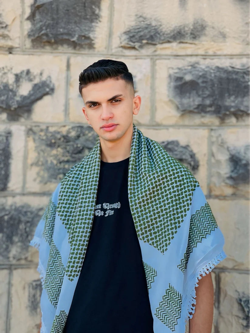 Olive Nablus Kufiya by Burdaclothing