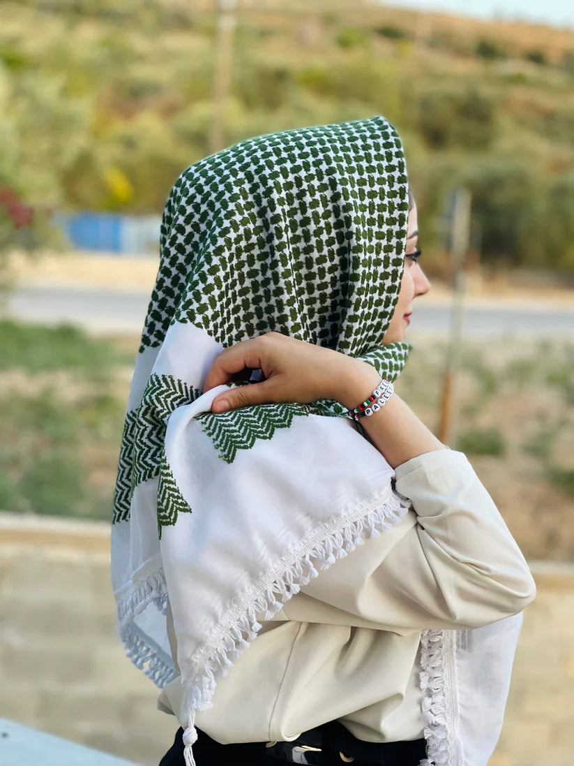 Olive Nablus Kufiya by Burdaclothing