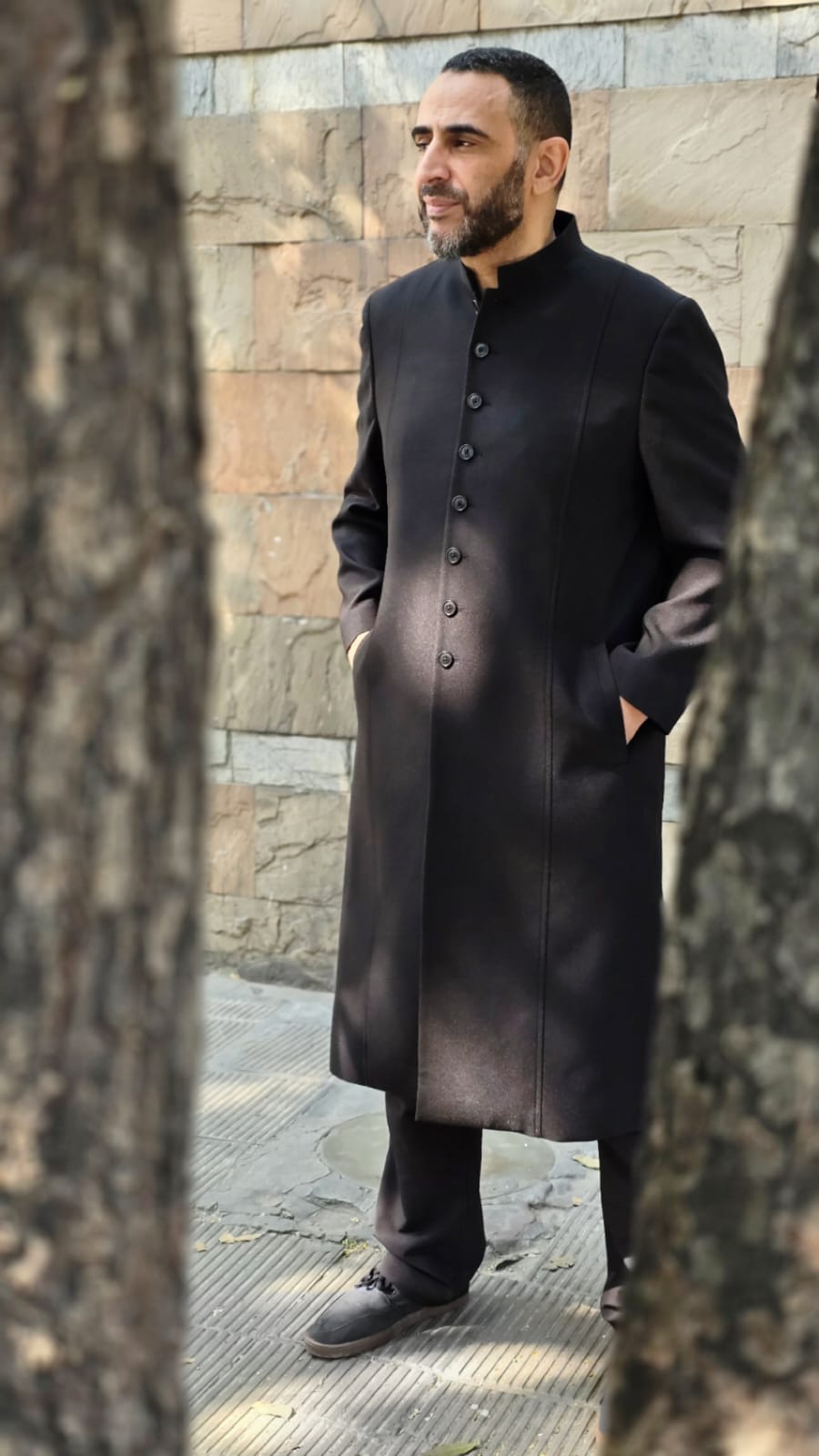 burdaclothing Premium Long Coat Black Button Show