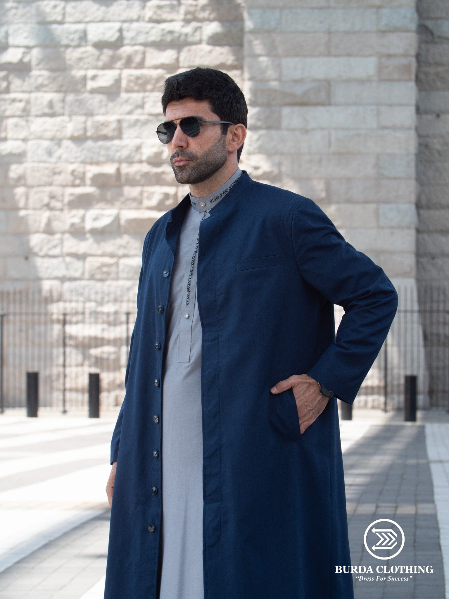 burdaclothing Premium Long Coat Oxford Blue