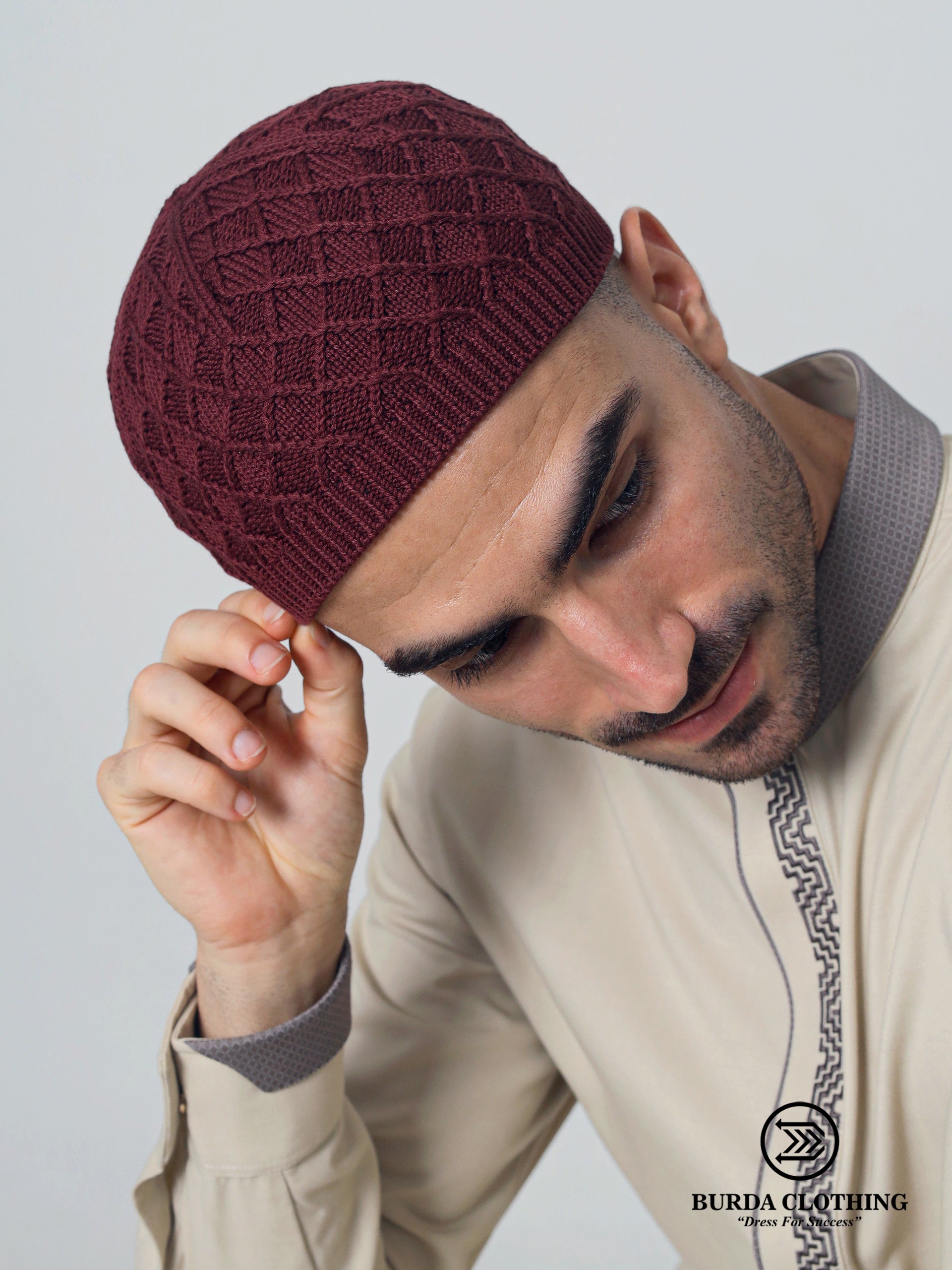 Premium Skull Kufi 03 Maroon by Burdaclothing