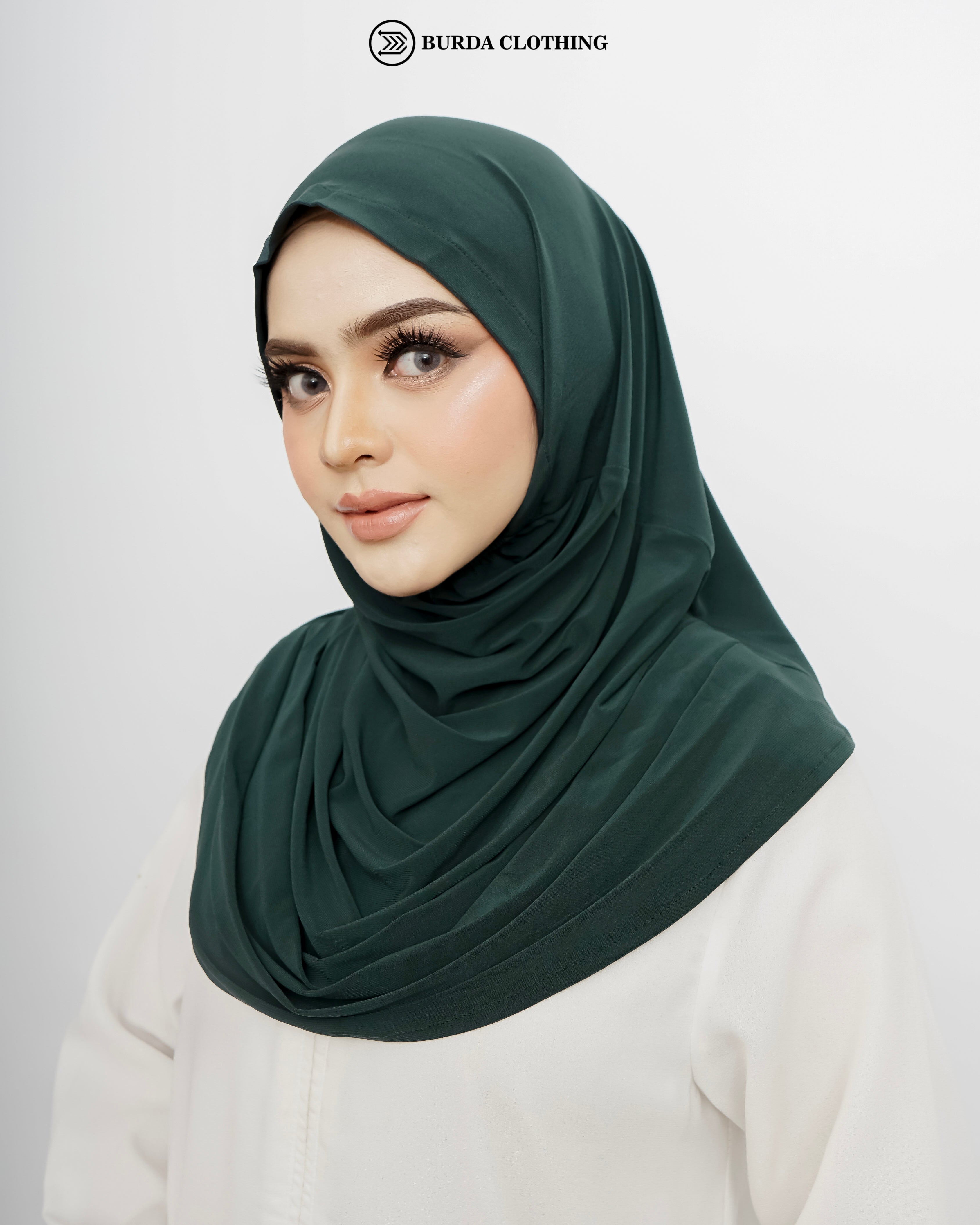 Pull on Hijab (Jersey) Forest Green by Burdaclothing