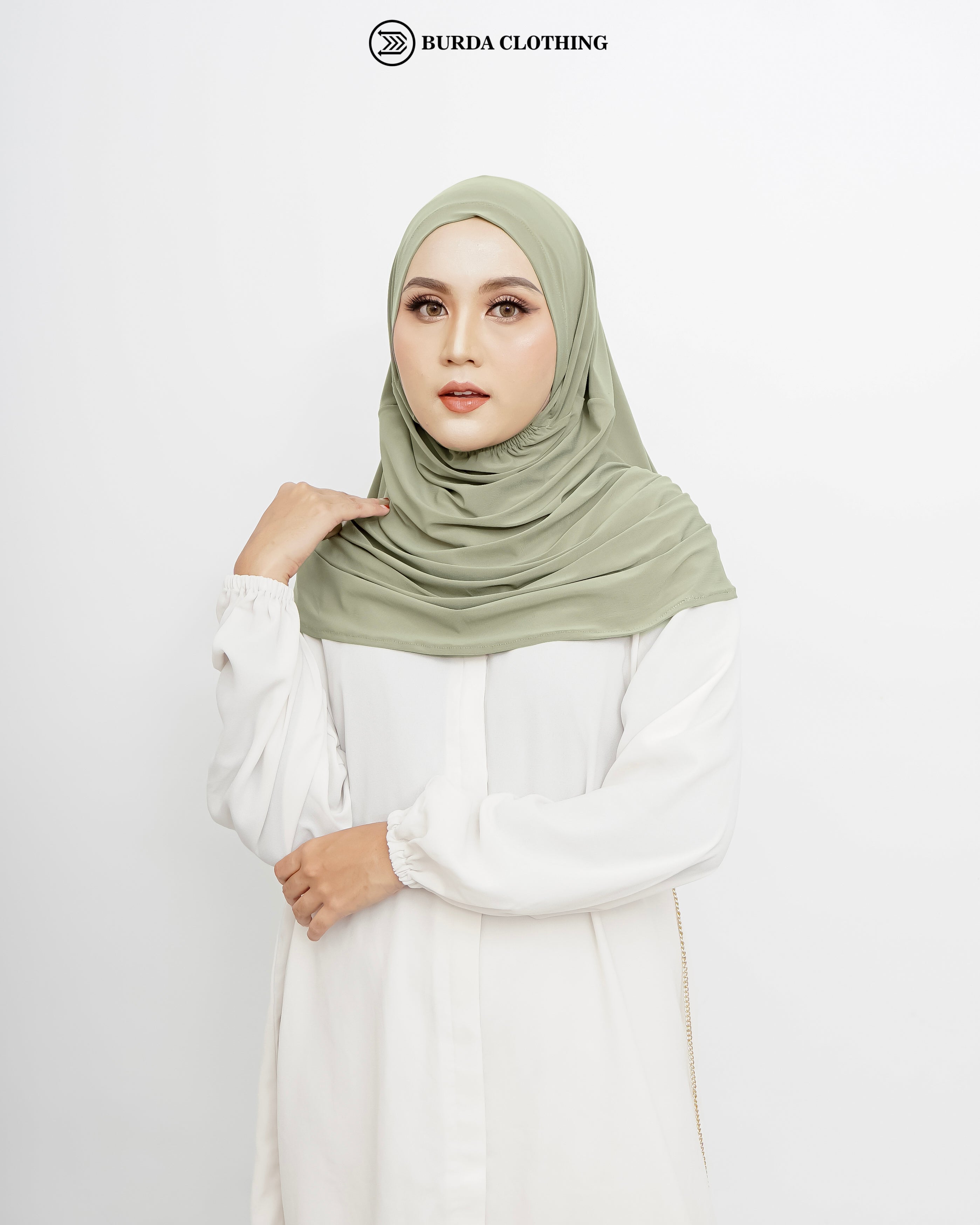 Pull on Hijab (Jersey) Light Green by Burdaclothing