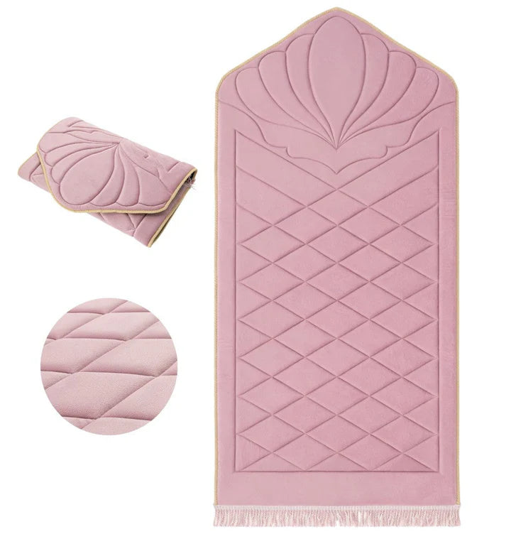 Quilted Foldable Foam Velvet Prayer Rug by Burdaclothing