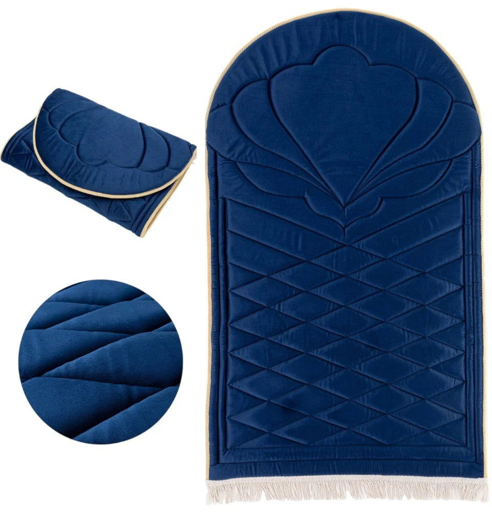 Quilted Foldable Foam Velvet Prayer Rug by Burdaclothing