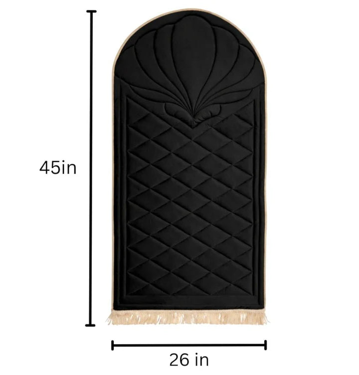 Quilted Foldable Foam Velvet Prayer Rug Safaa - Black by Burdaclothing