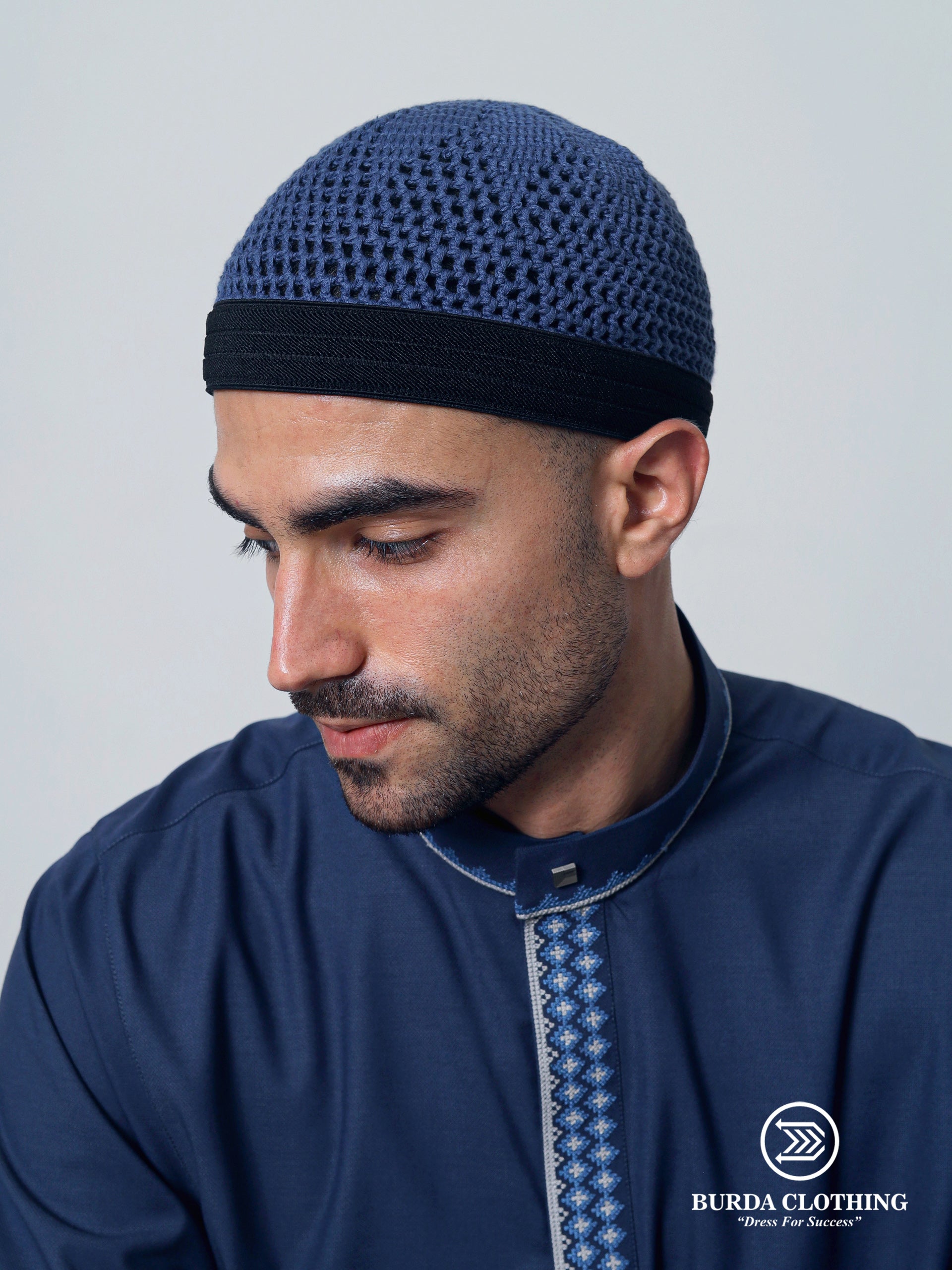 Skull Kufi Kuwaiti/Khaleeji Teal Blue by Burdaclothing