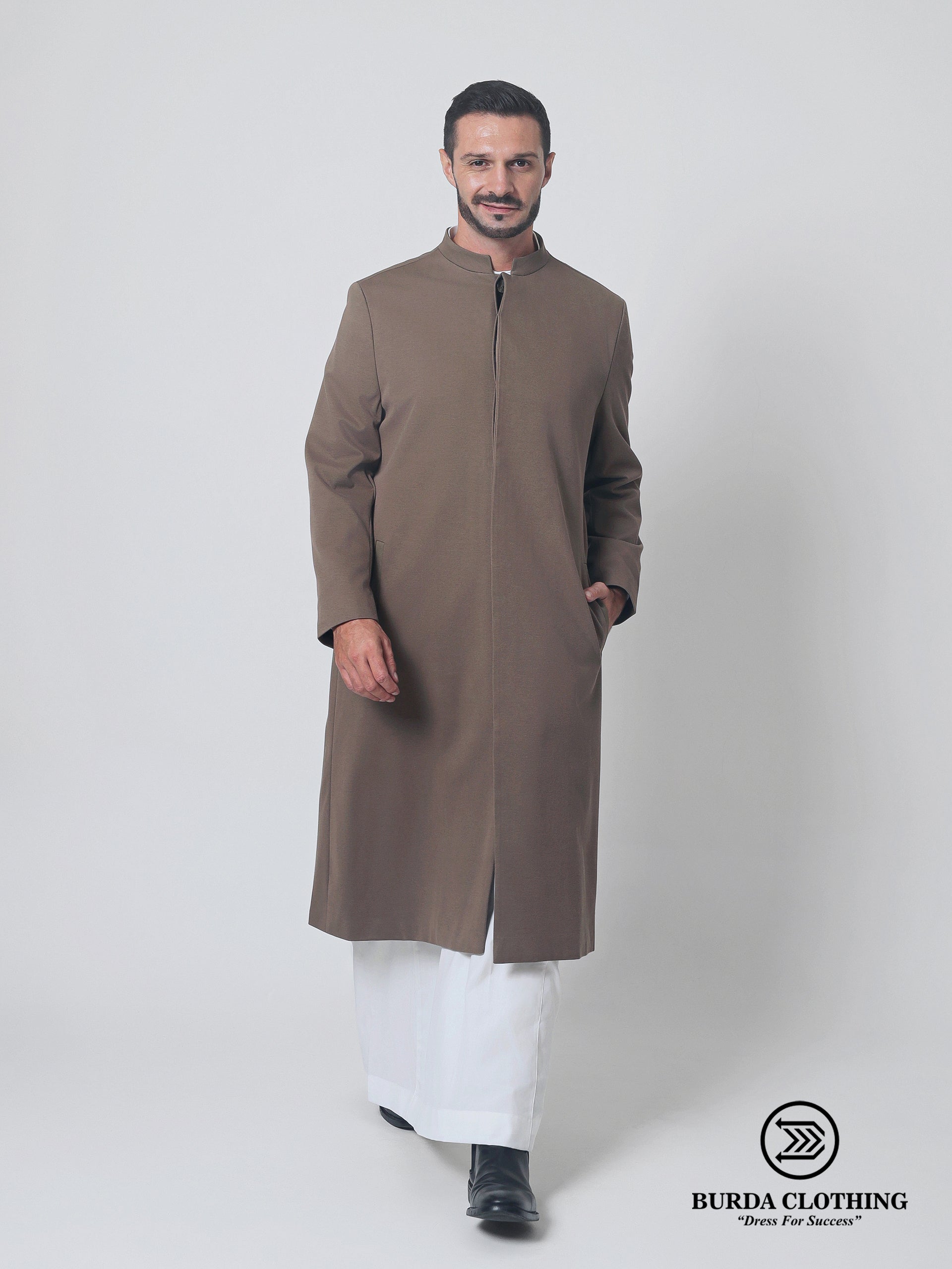 Stealth Brown Overcoat by Burdaclothing