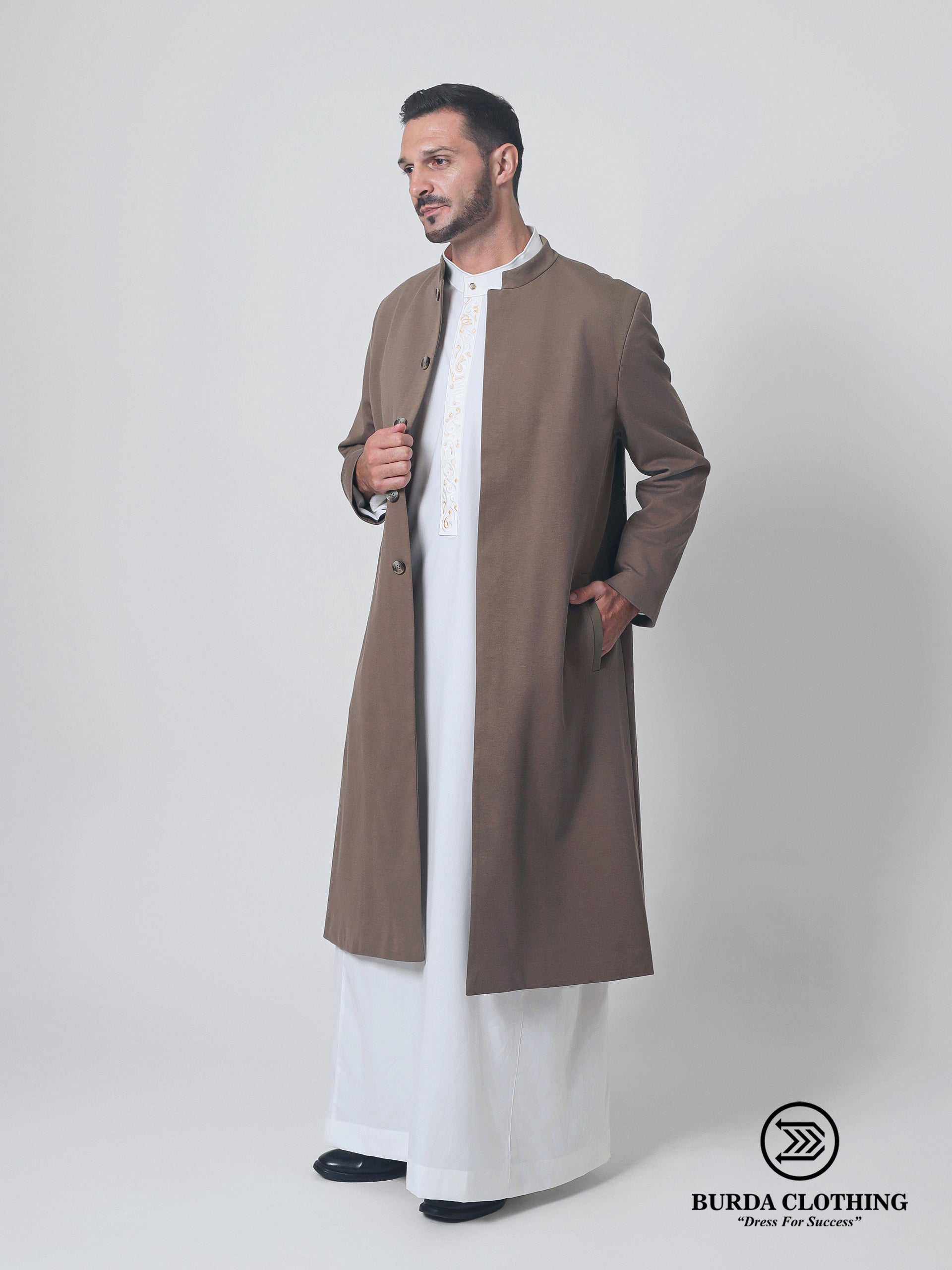 Stealth Brown Overcoat by Burdaclothing
