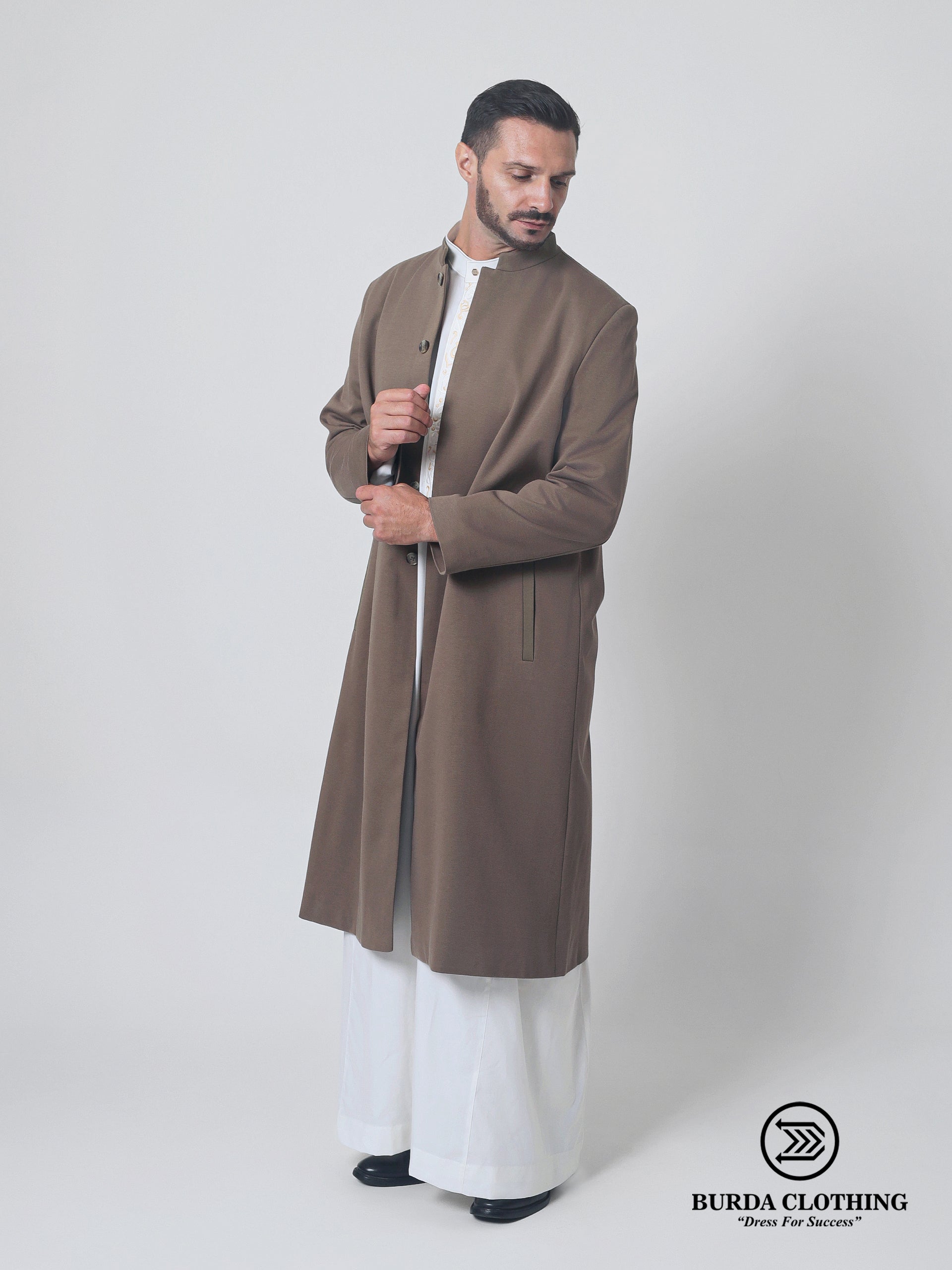 Stealth Brown Overcoat by Burdaclothing