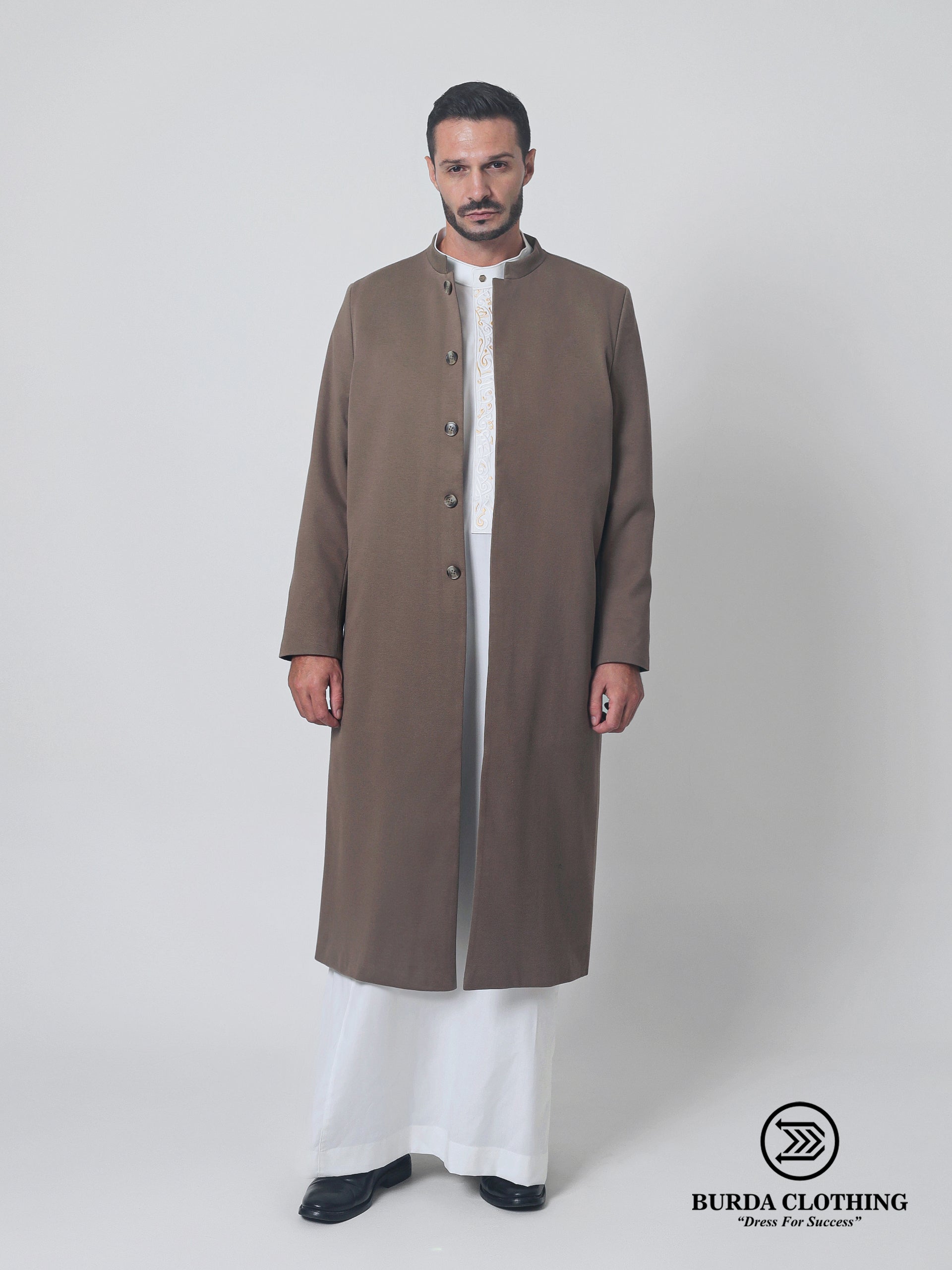 Stealth Brown Overcoat by Burdaclothing