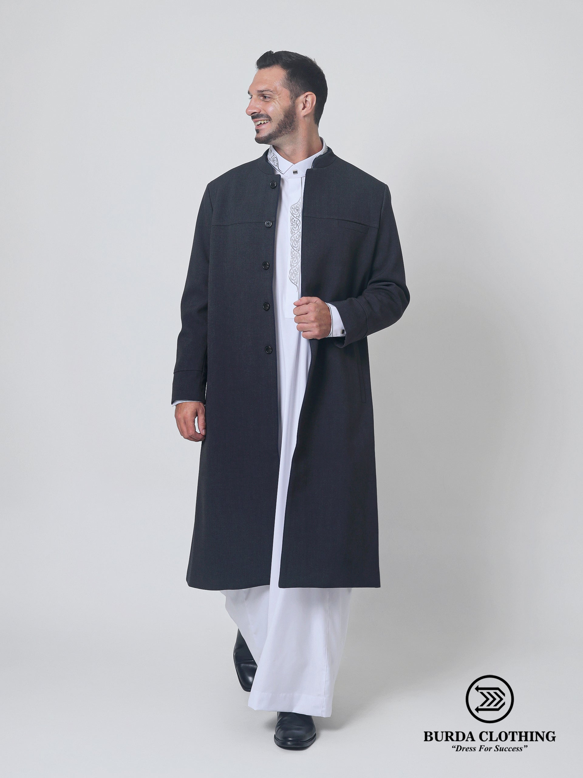 Stealth Gray Overcoat by Burdaclothing
