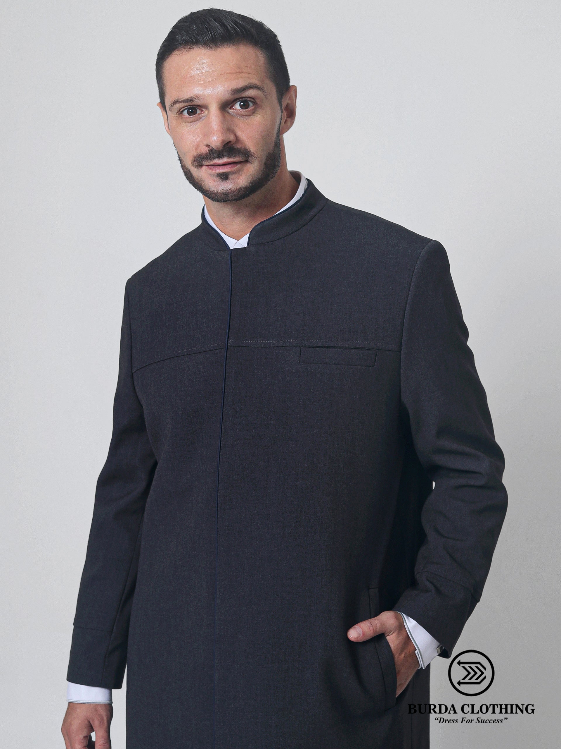 Stealth Gray Overcoat by Burdaclothing
