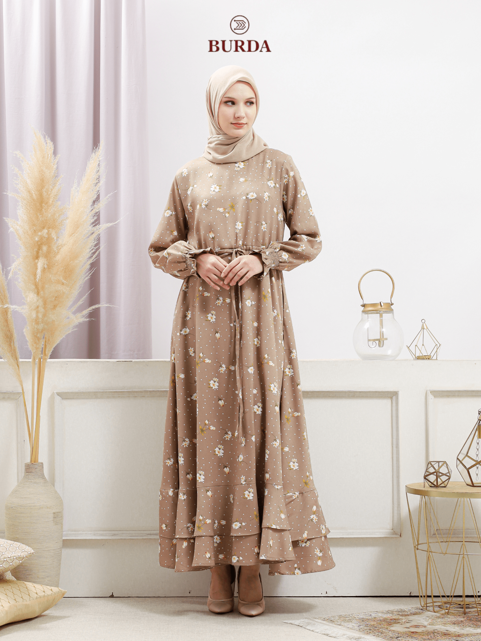 Burdaclothing Women's Beige Floral Dress (Copy)