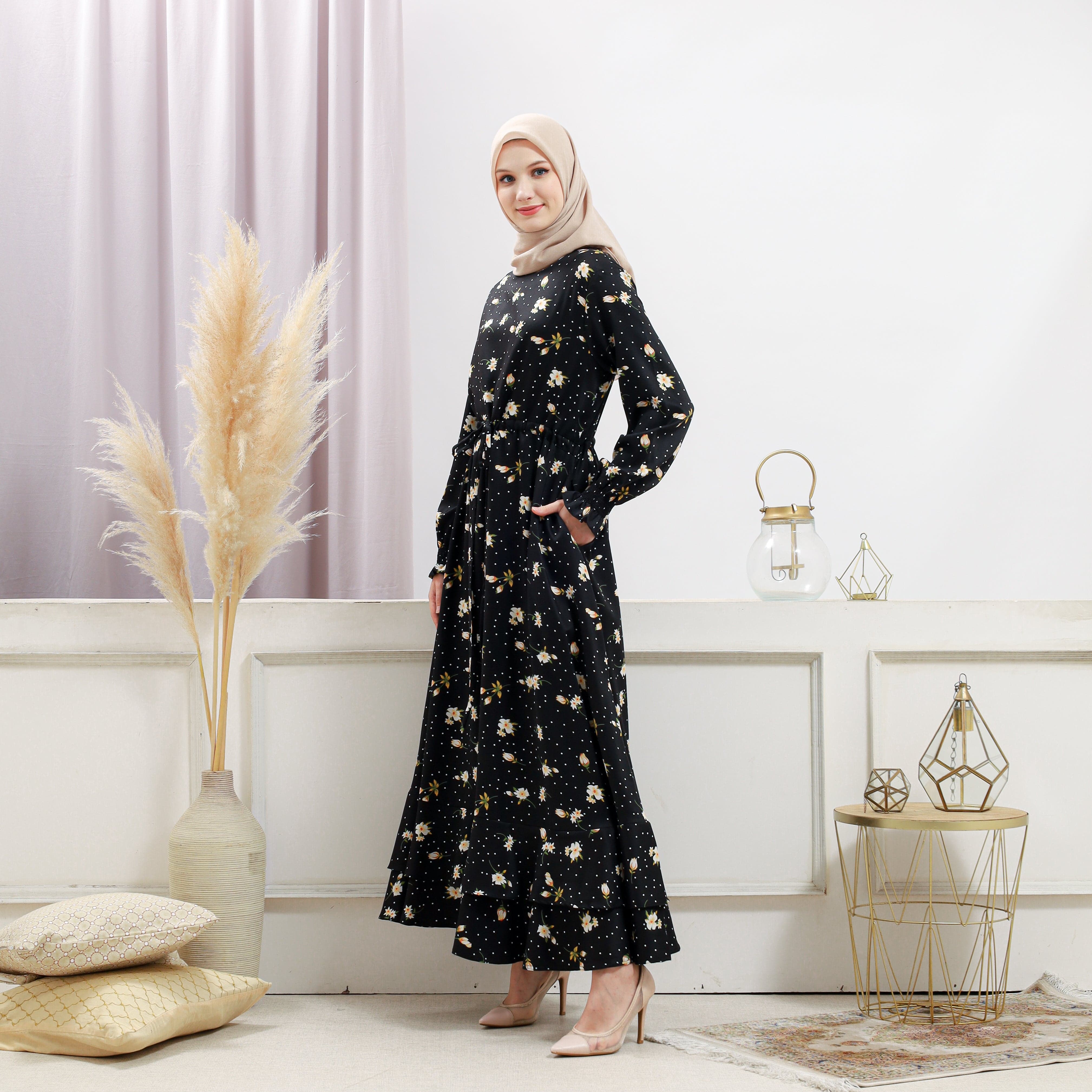 Burdaclothing Women's Black Floral Dress