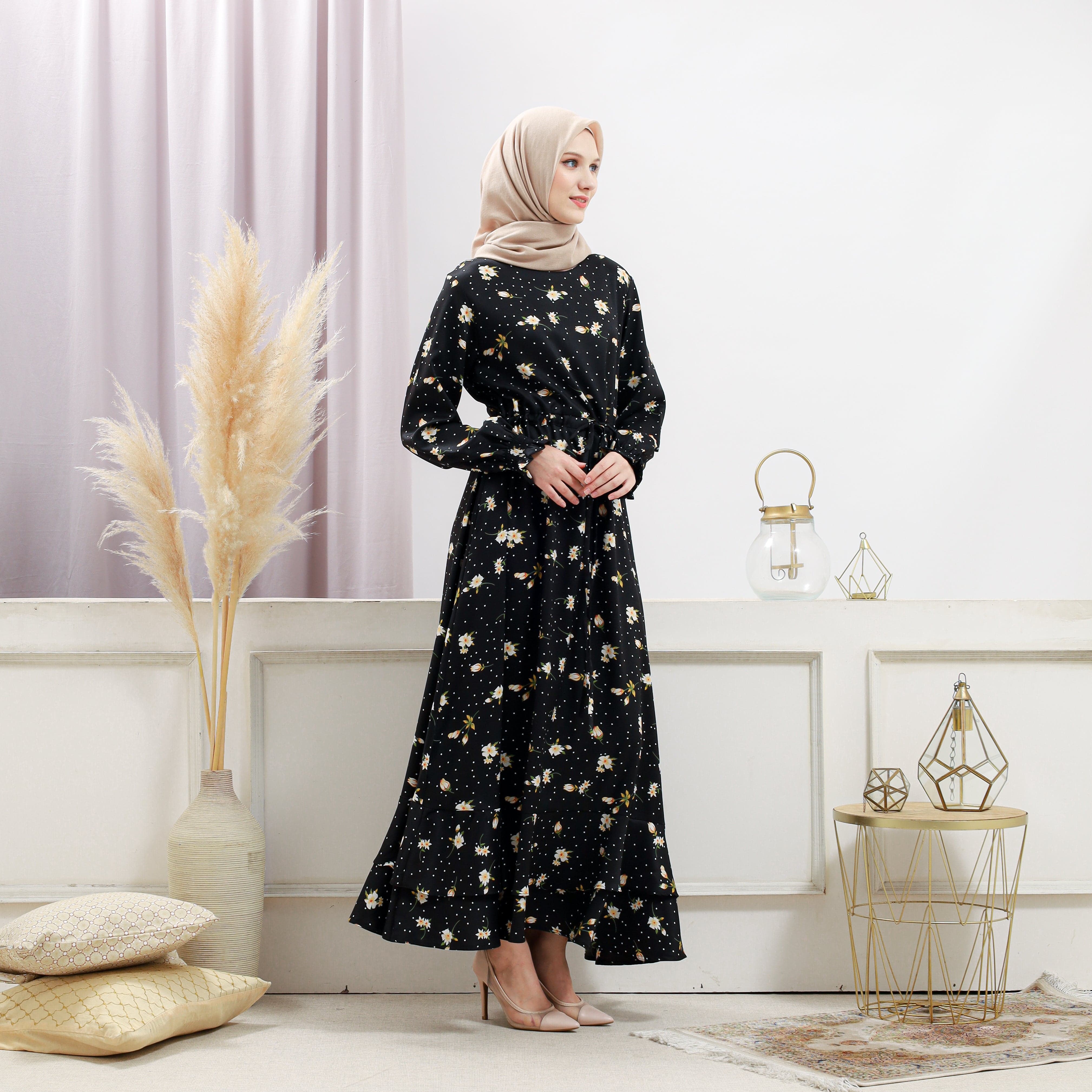 Burdaclothing Women's Black Floral Dress