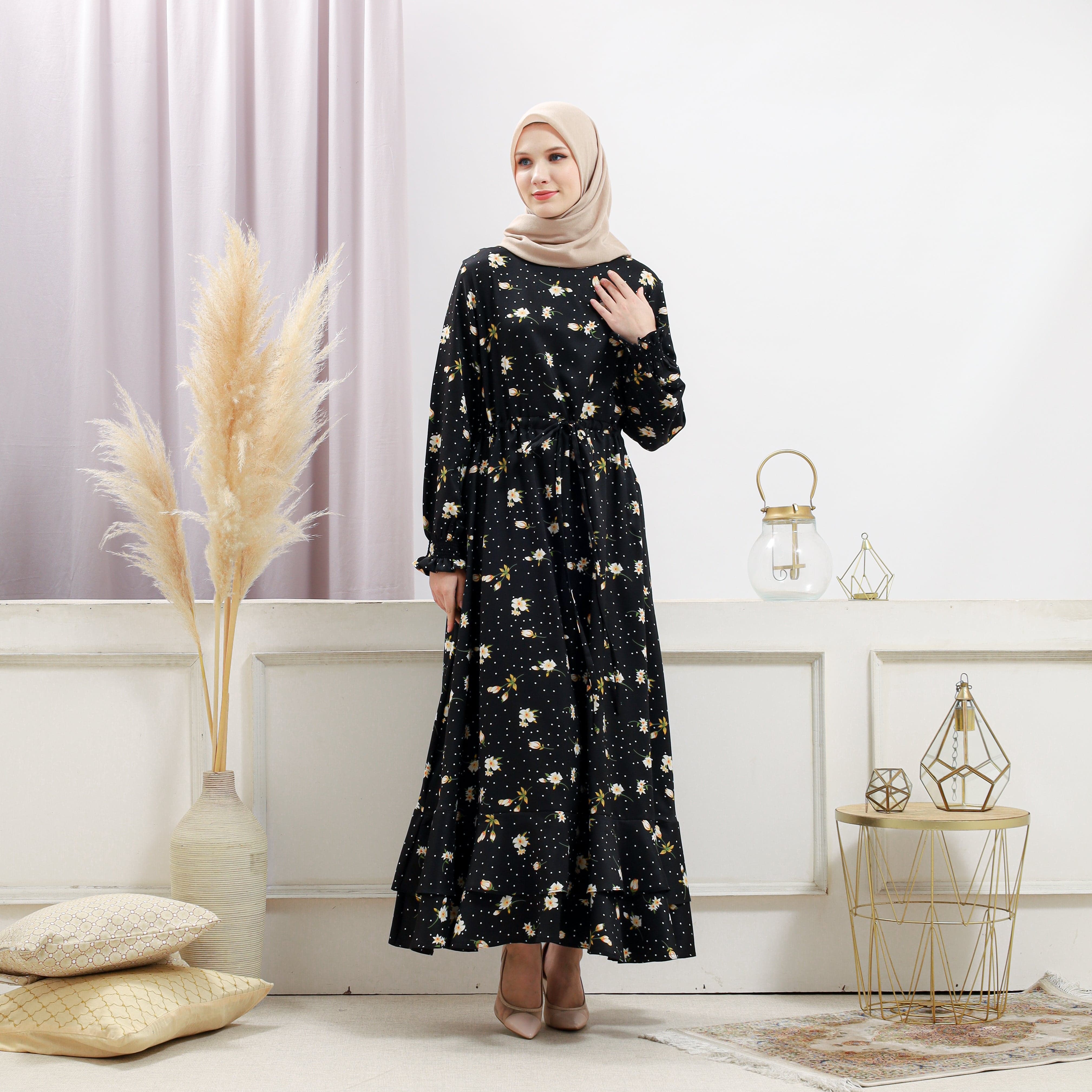 Burdaclothing Women's Black Floral Dress