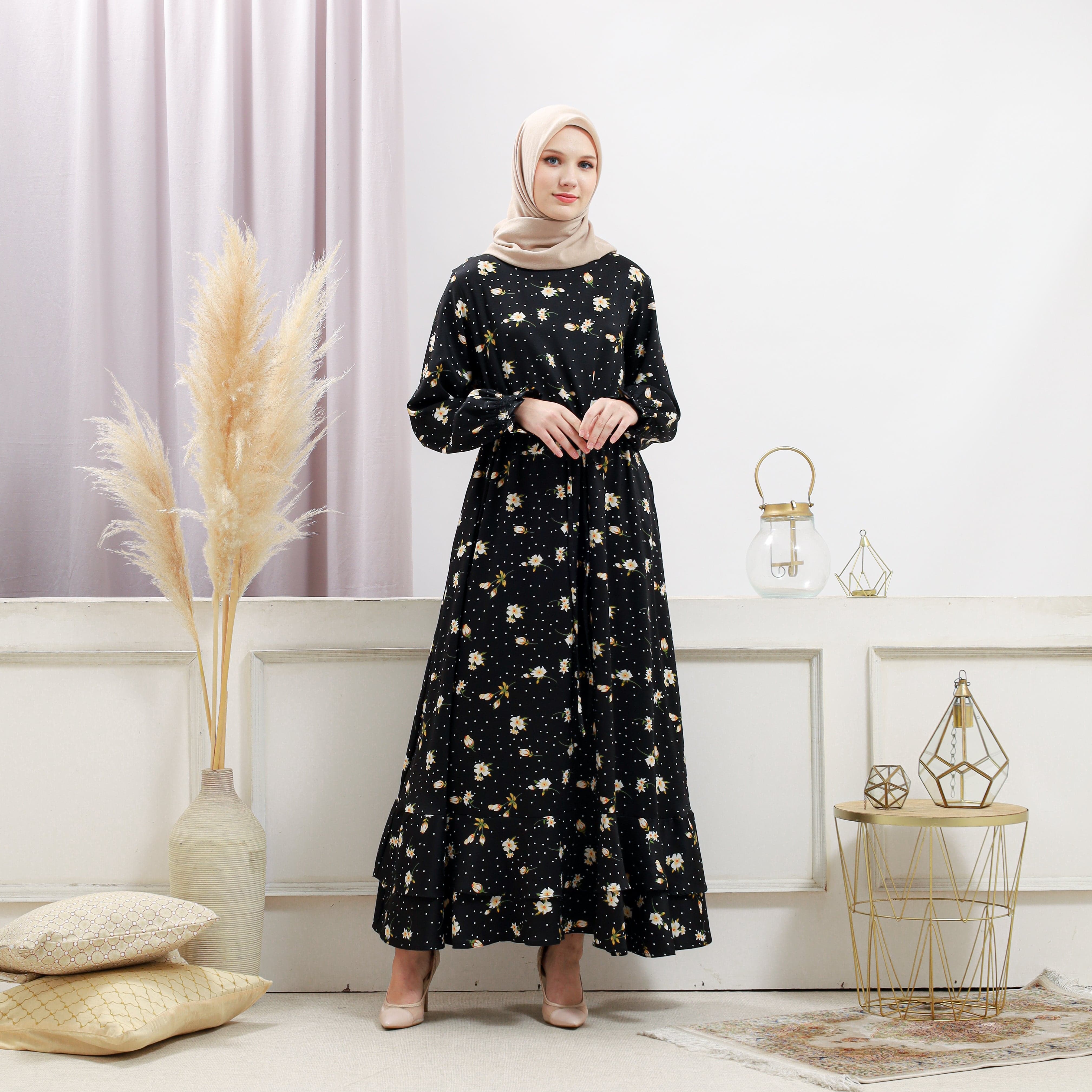 Burdaclothing Women's Black Floral Dress