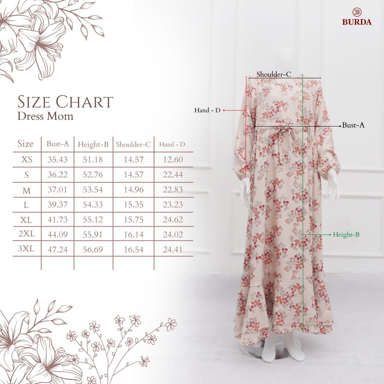 Burdaclothing Women's Gray Floral Dress (Copy)