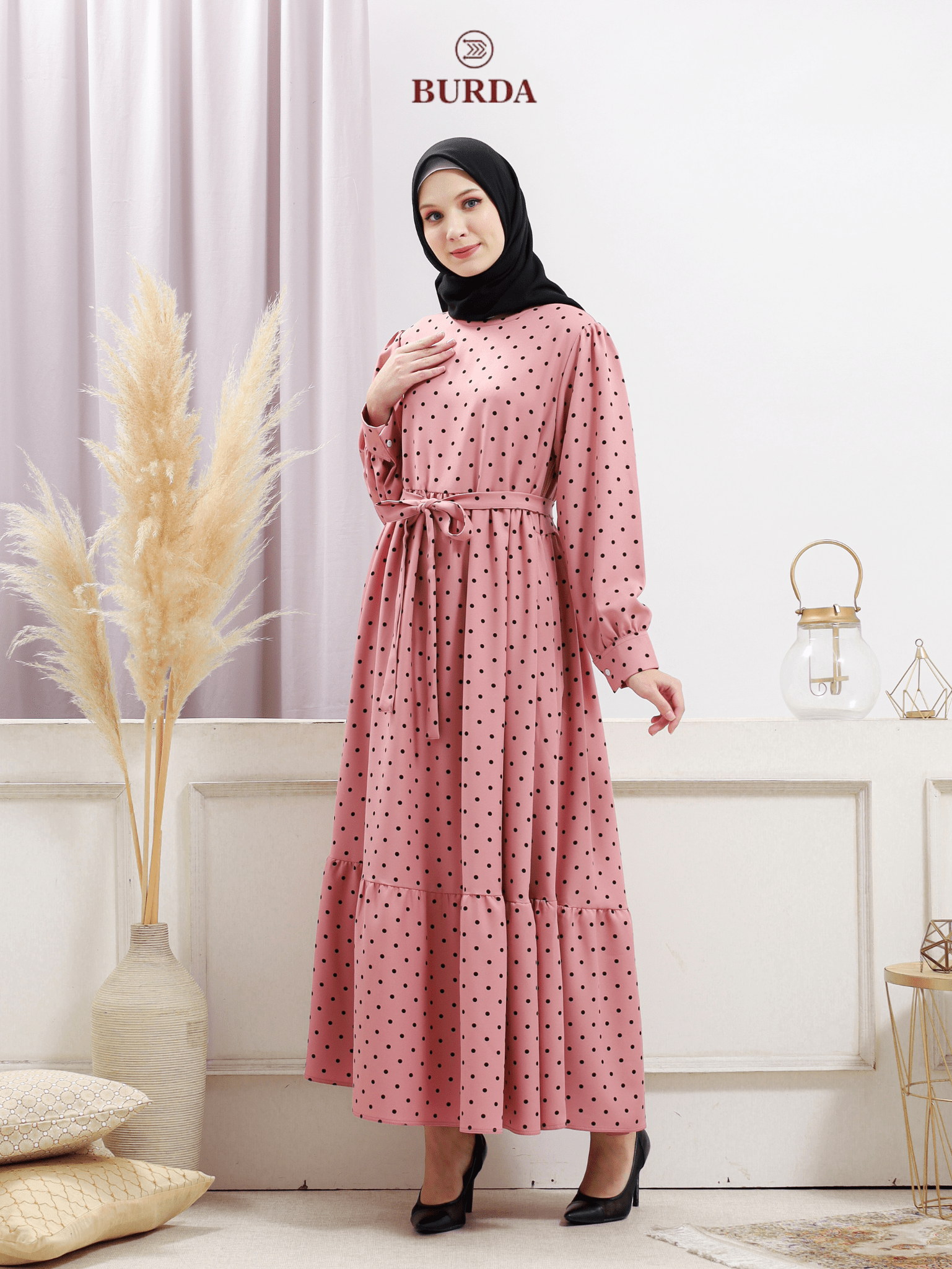 Burdaclothing Women's Pink Polka Dot Dress