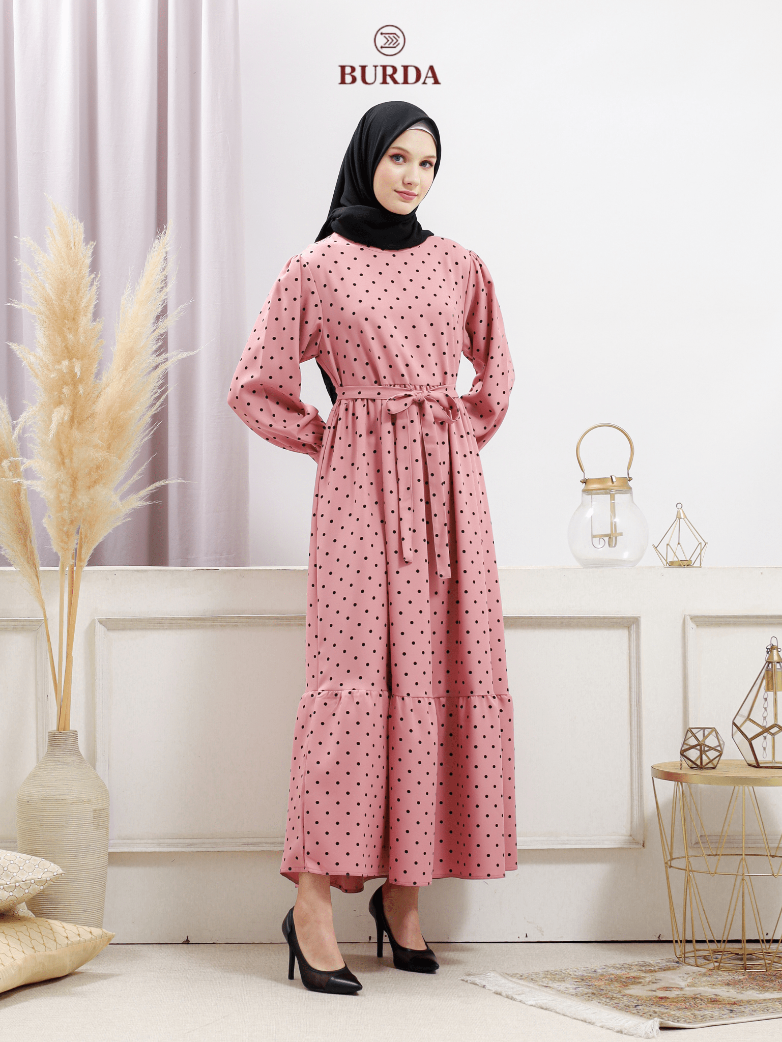 Burdaclothing Women's Pink Polka Dot Dress