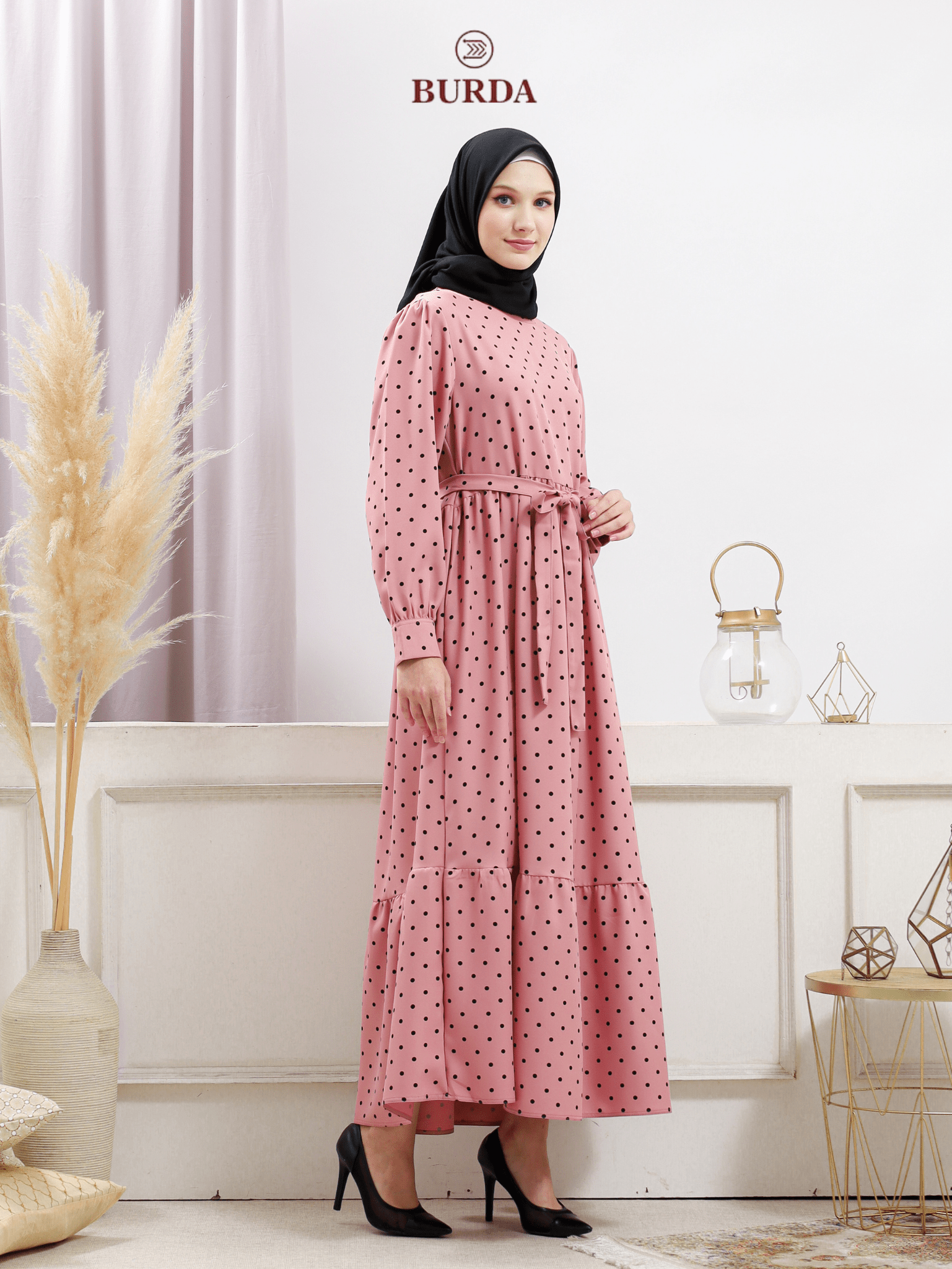 Burdaclothing Women's Pink Polka Dot Dress