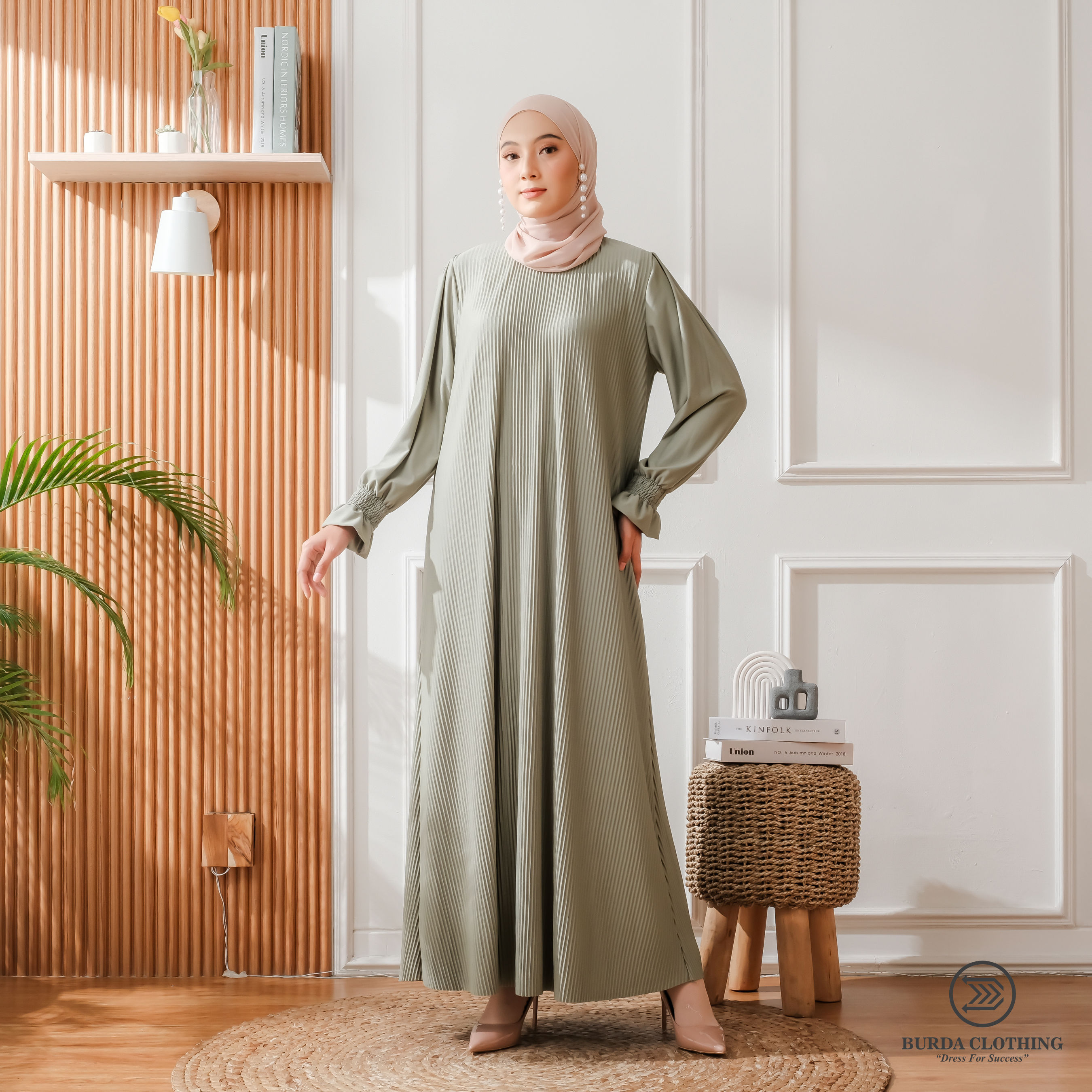 Women's Plain Dress Green by Burdaclothing