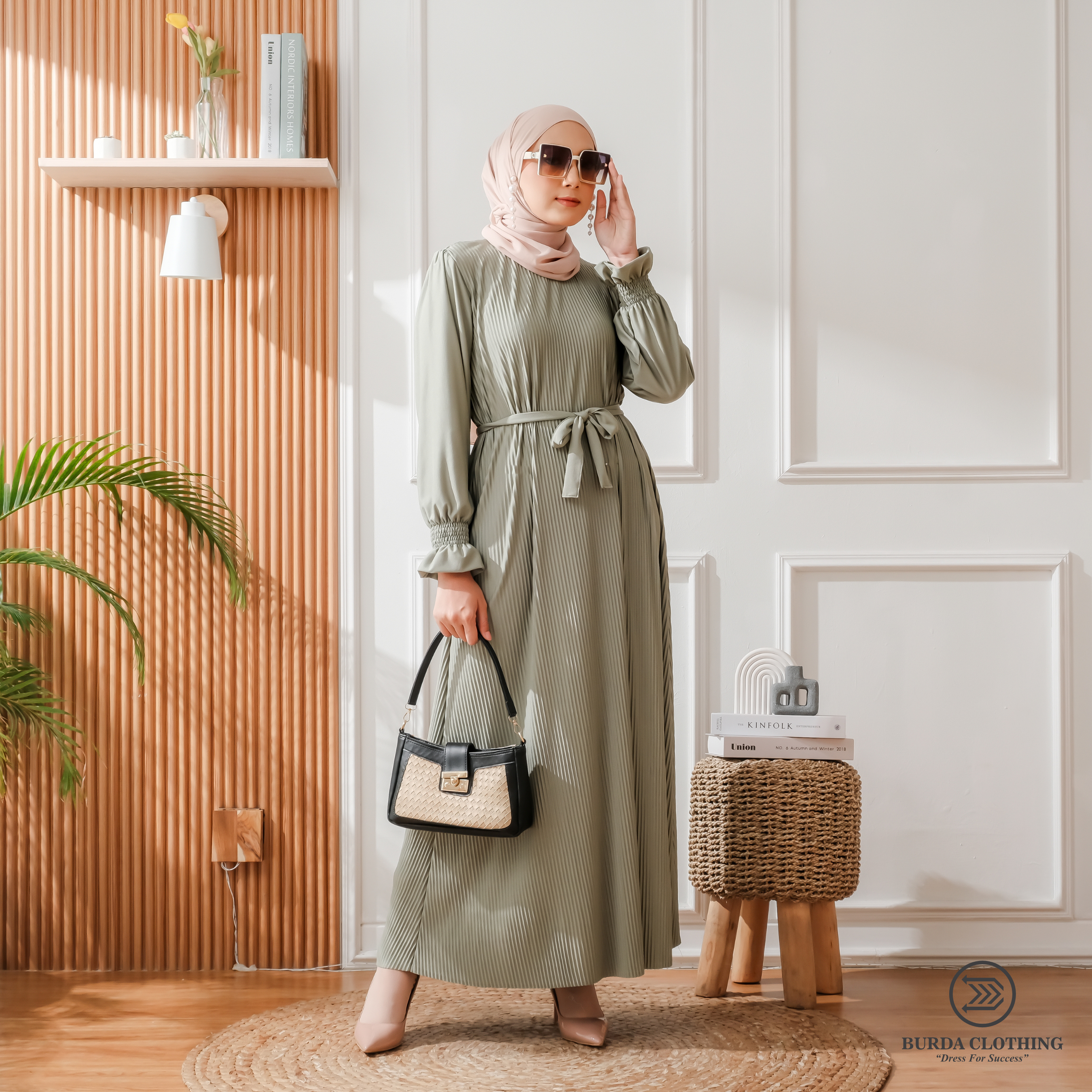 Women's Plain Dress Green by Burdaclothing