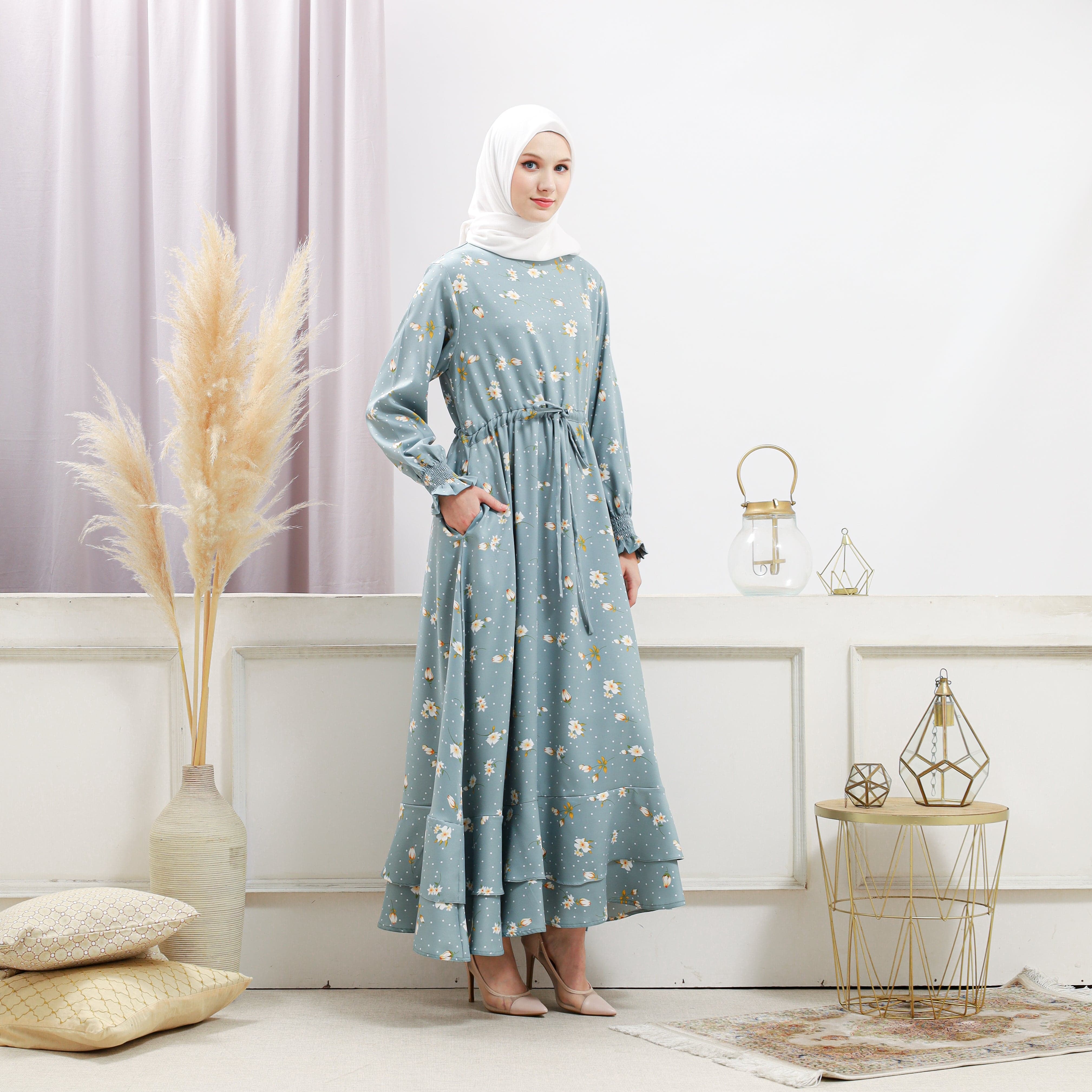 Burdaclothing Women's Turquoise Floral Dress