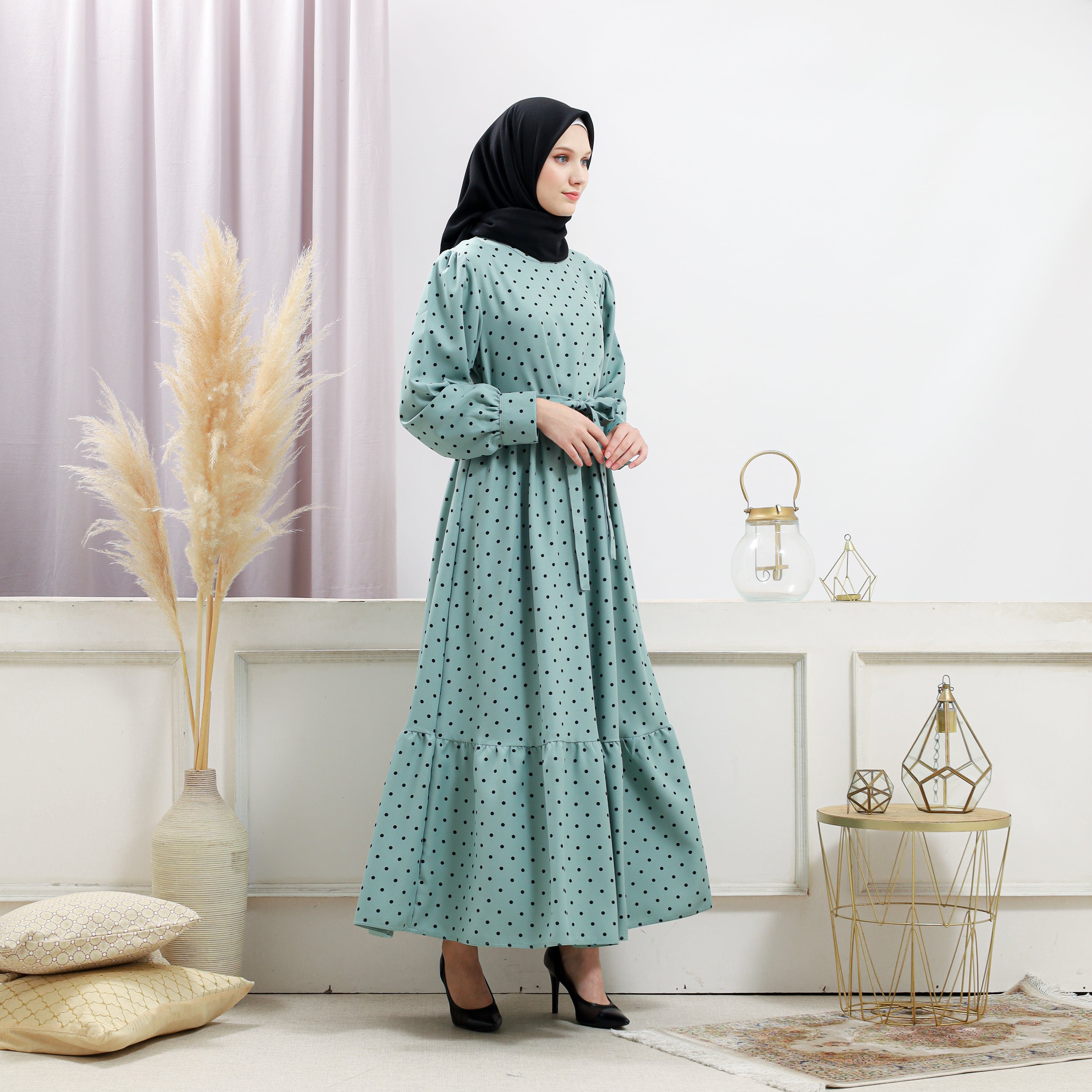 Burdaclothing Women's Turquoise Polka Dot Dress