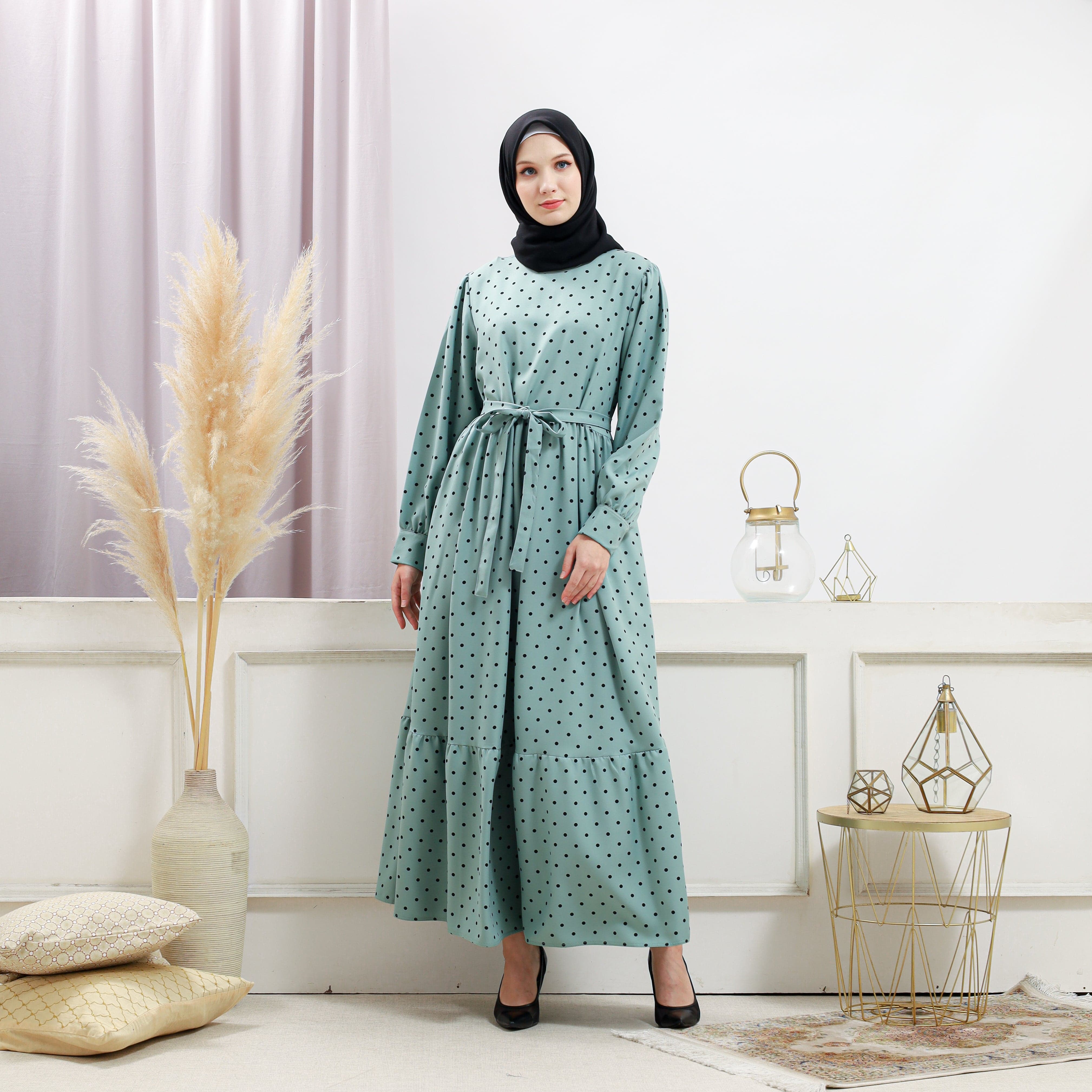 Burdaclothing Women's Turquoise Polka Dot Dress