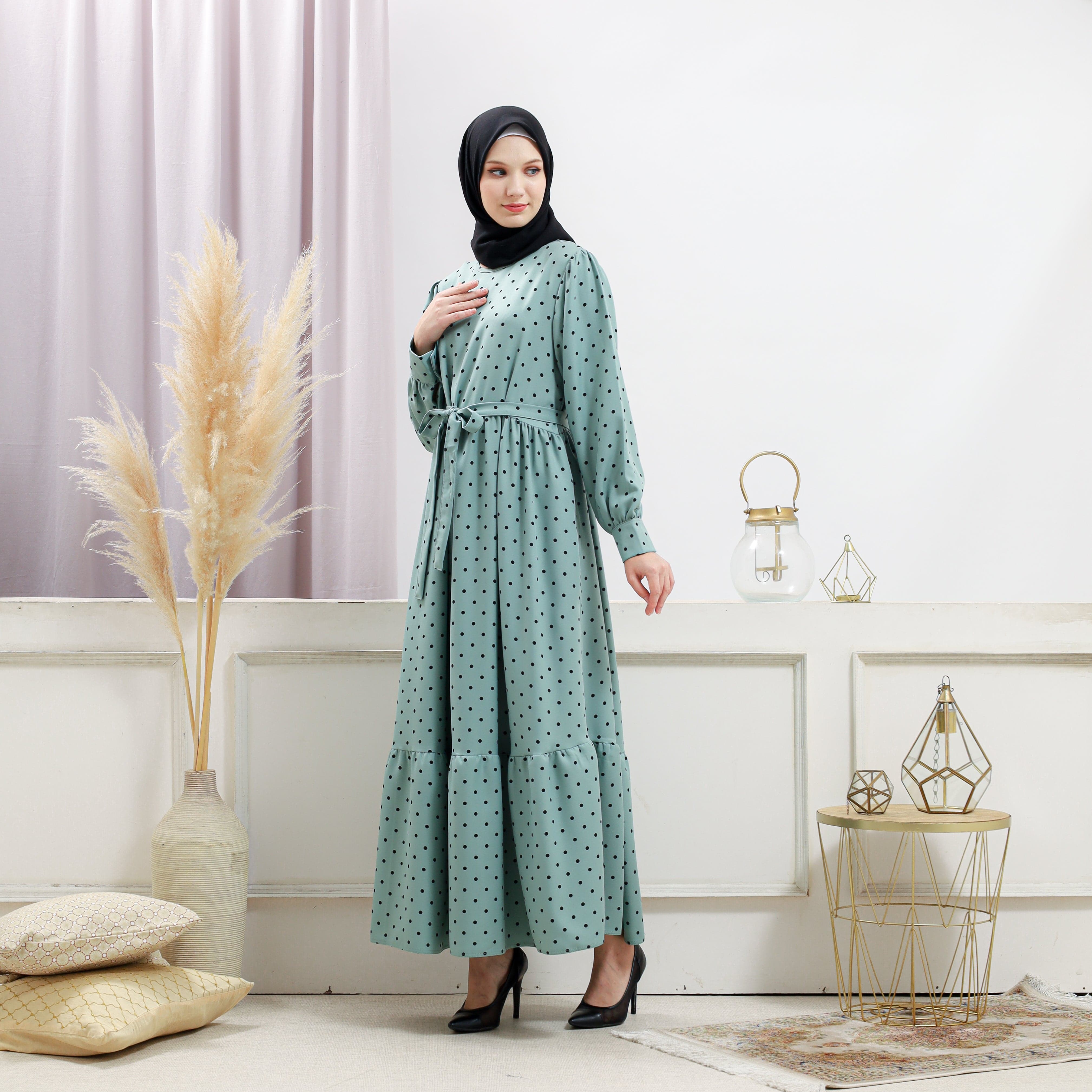 Burdaclothing Women's Turquoise Polka Dot Dress