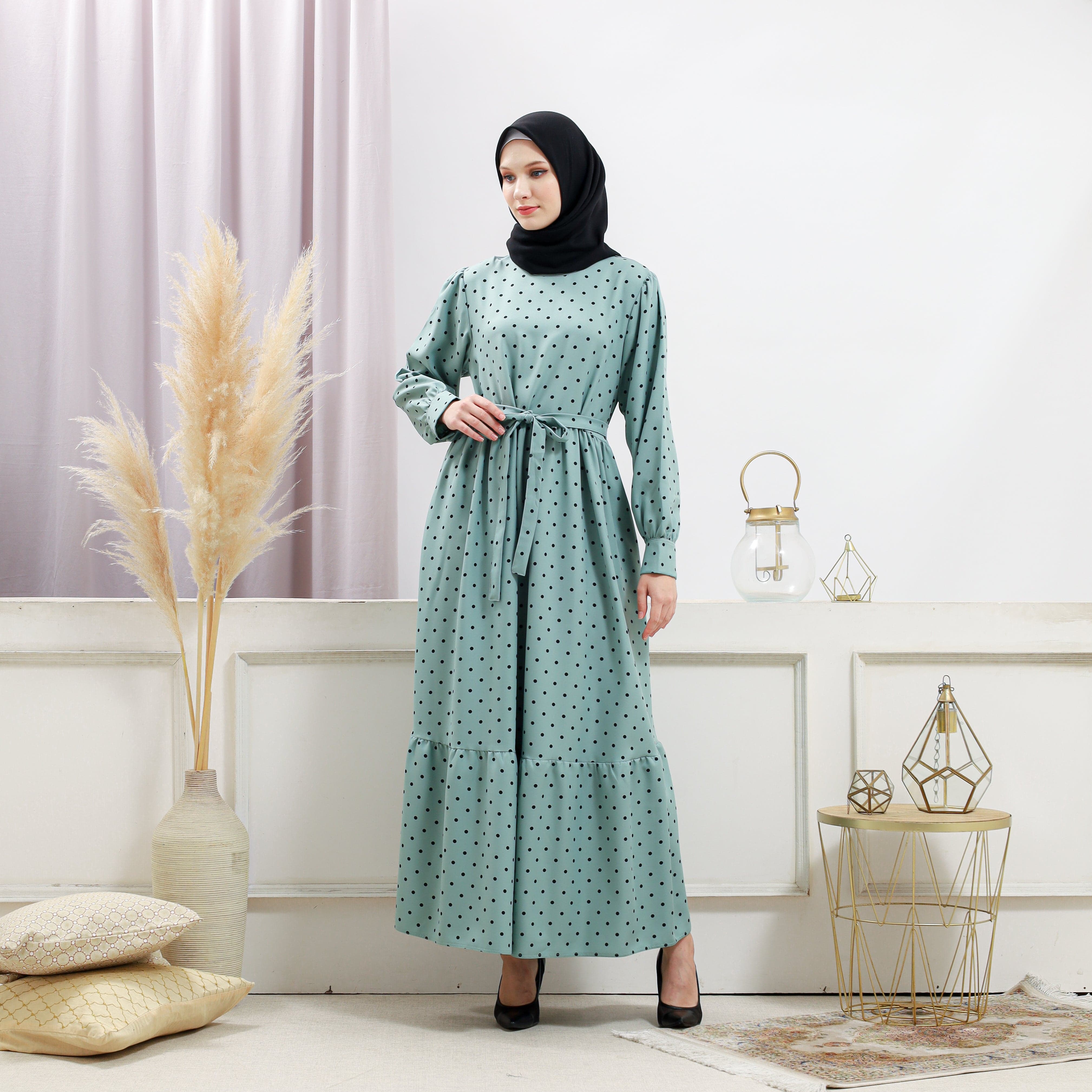 Burdaclothing Women's Turquoise Polka Dot Dress