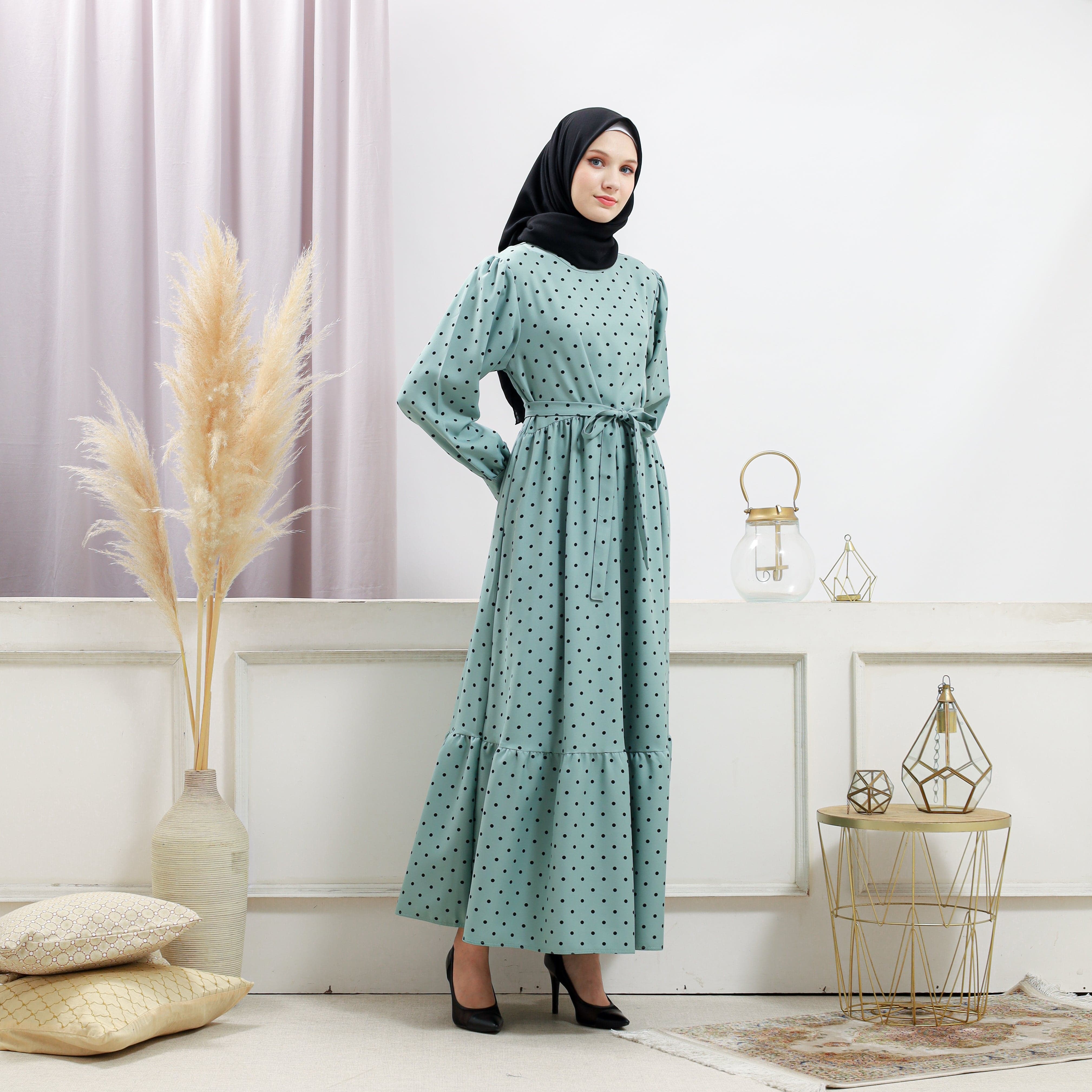 Burdaclothing Women's Turquoise Polka Dot Dress